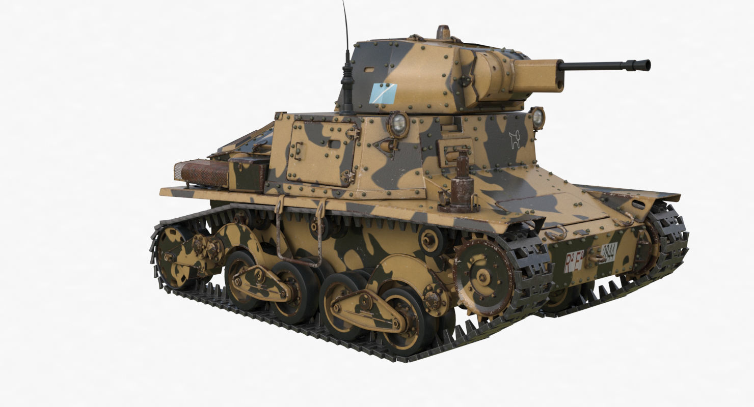 Tank L6 40 Camouflage Ansaldo Fiat Italian Vray 3D model_38