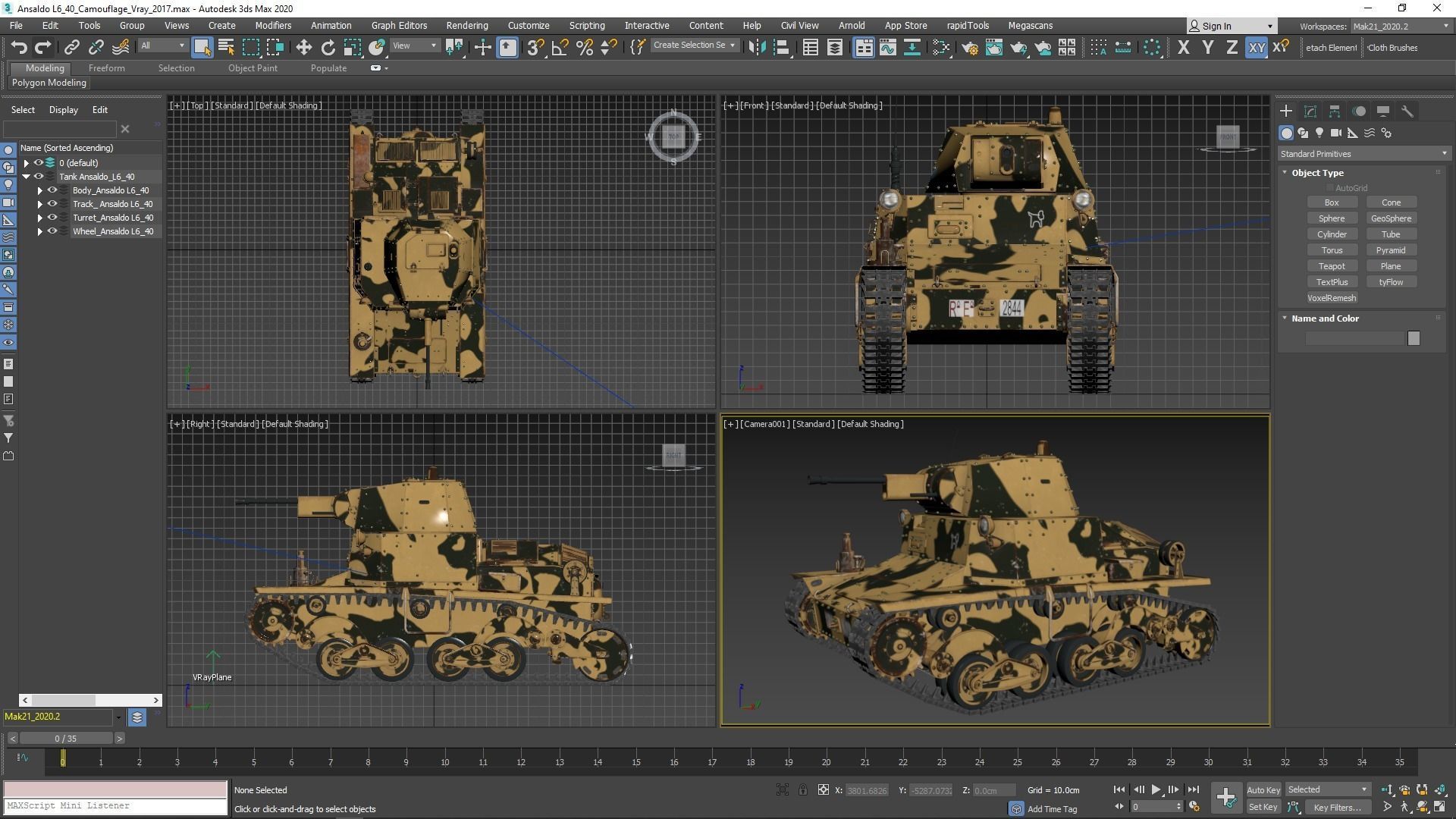 Tank L6 40 Camouflage Ansaldo Fiat Italian Vray 3D model_27