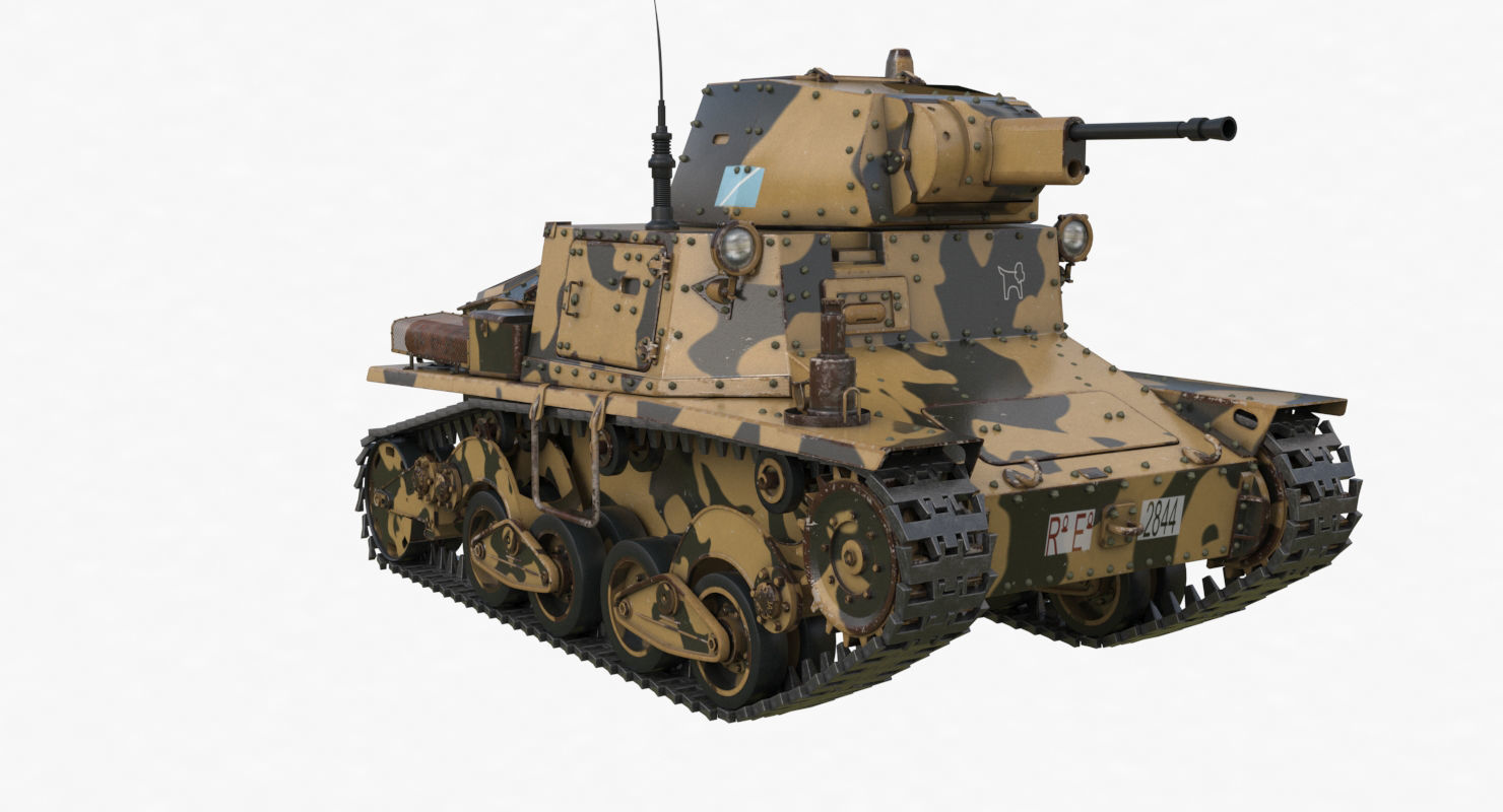 Tank L6 40 Camouflage Ansaldo Fiat Italian Vray 3D model_37