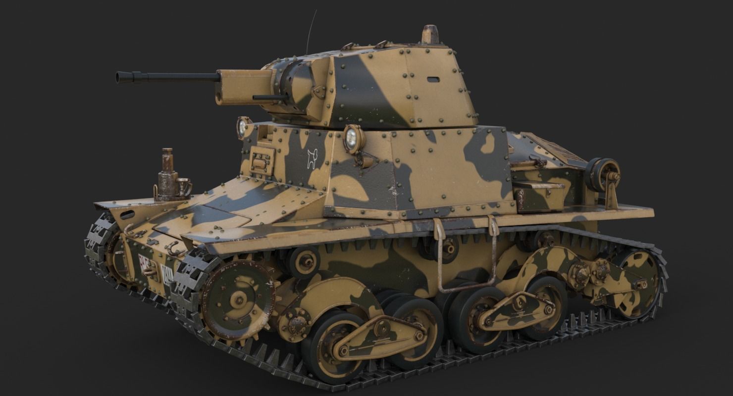 Tank L6 40 Camouflage Ansaldo Fiat Italian Vray 3D model_5