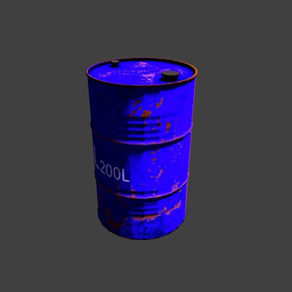 oil barrel 200l Low-poly 3D model_2