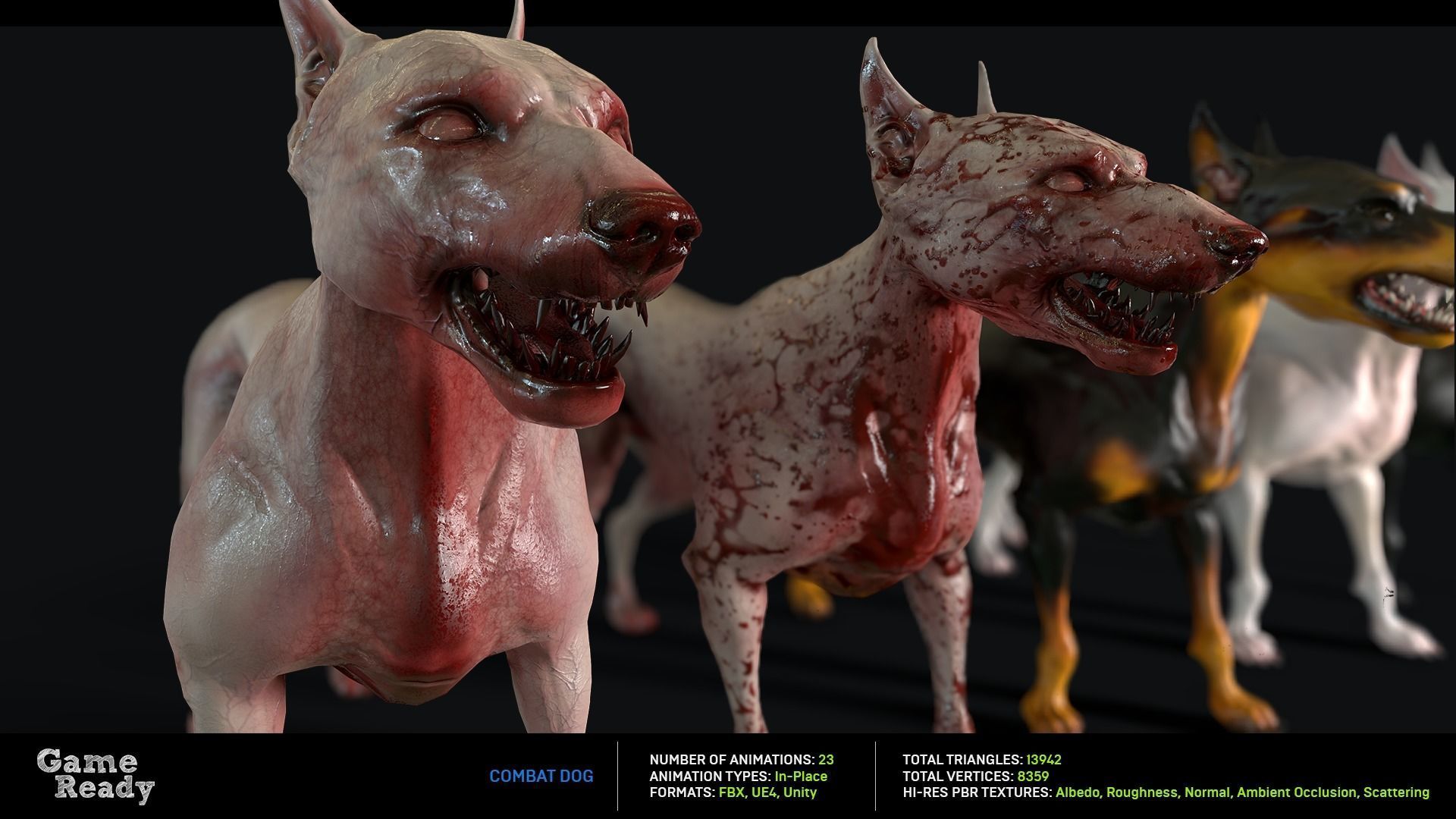 Combat Dog Low-poly 3D model_2