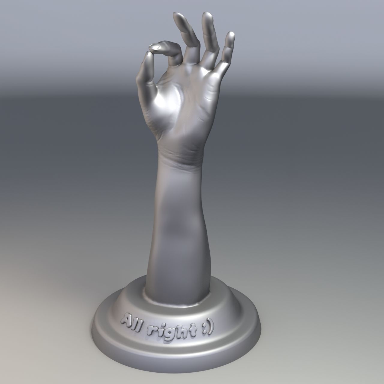 hand with OK gesture 3D print model_7