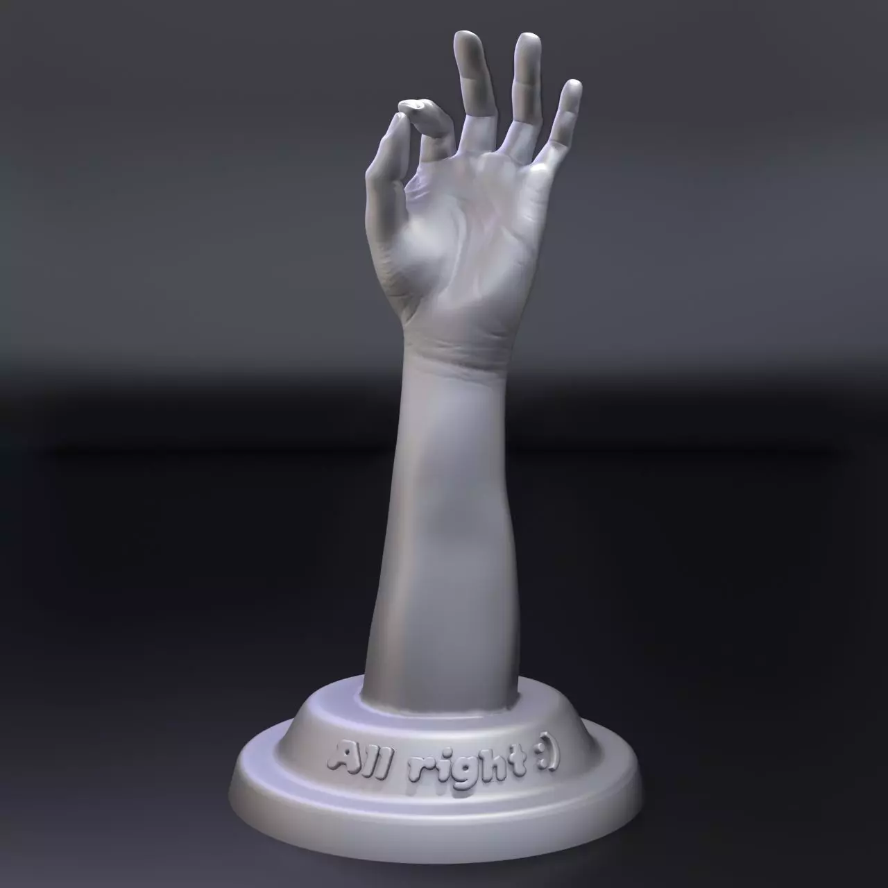 hand with OK gesture 3D print model_0