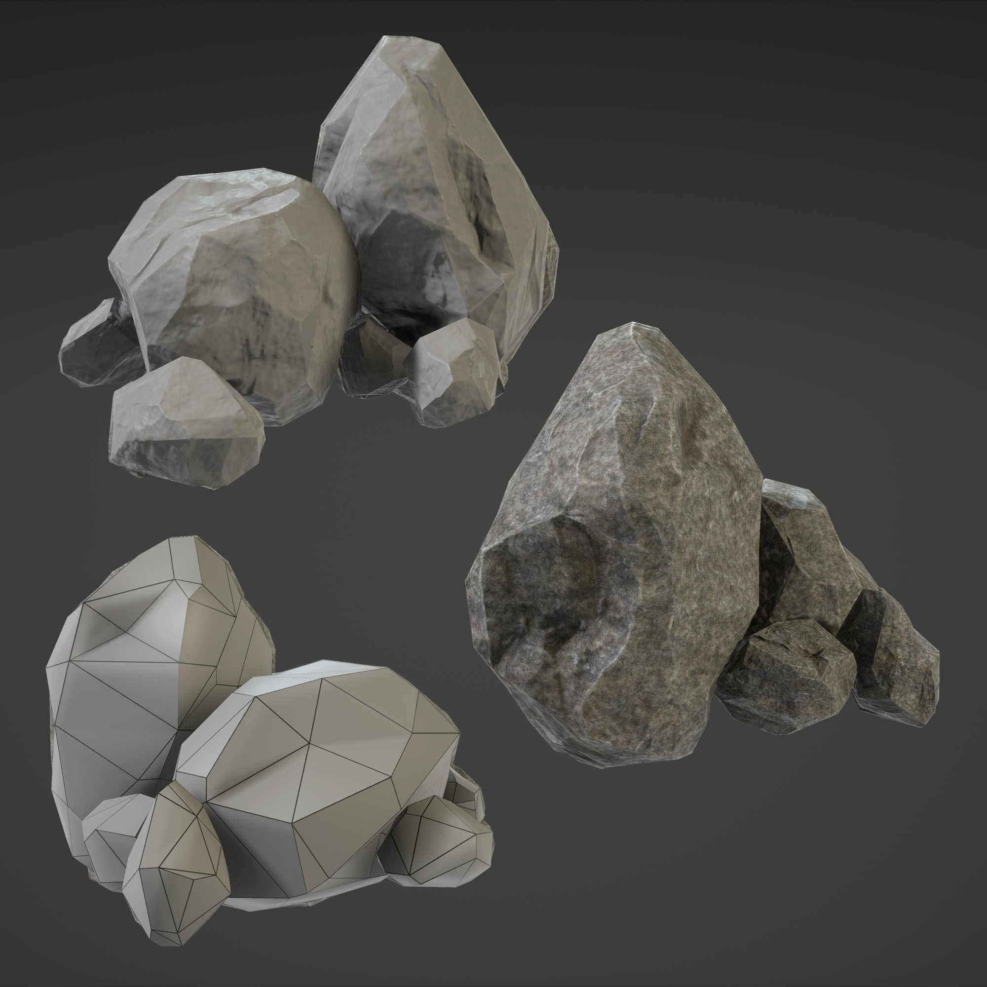 Stone Middle Small Low-poly 3D model_4