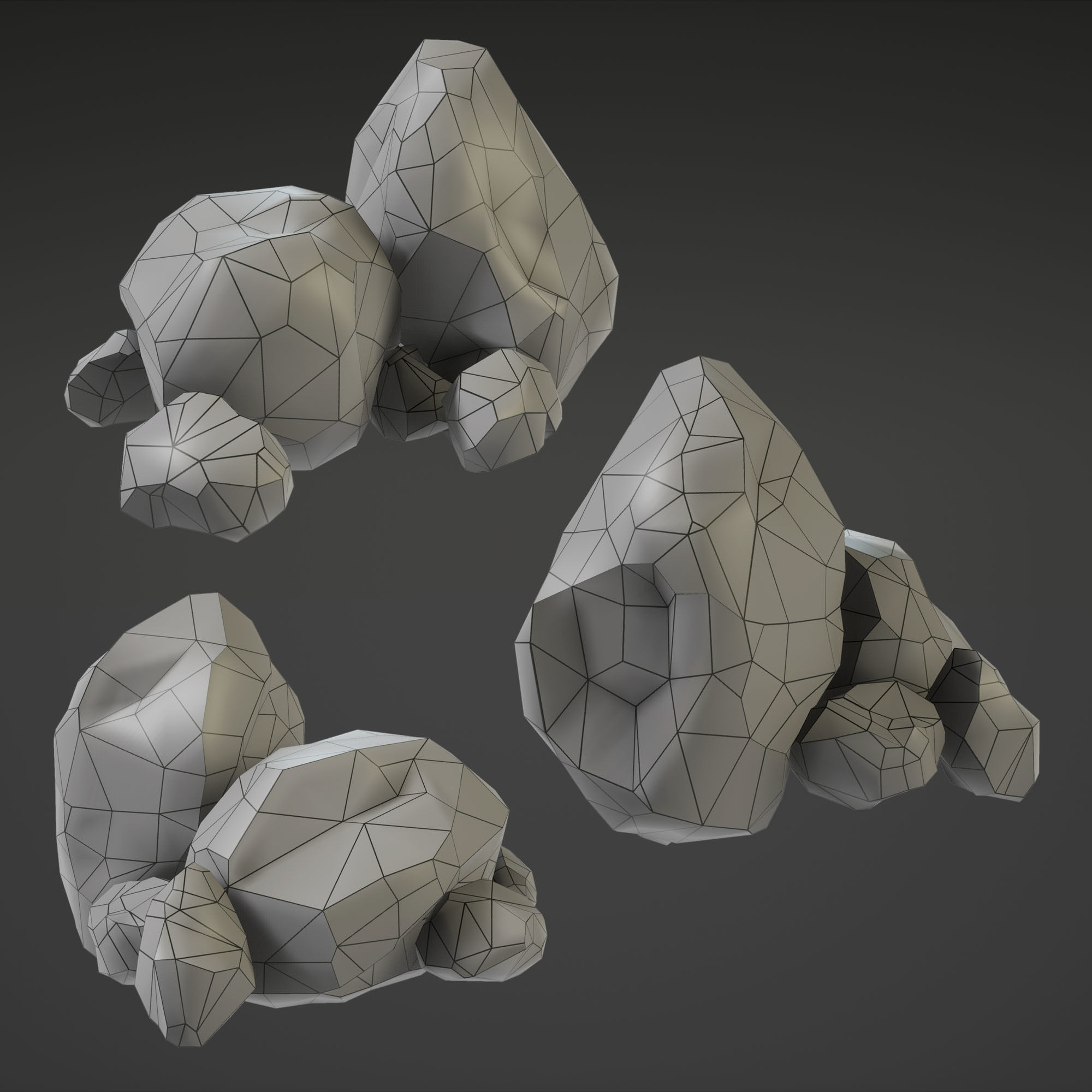 Stone Middle Small Low-poly 3D model_1