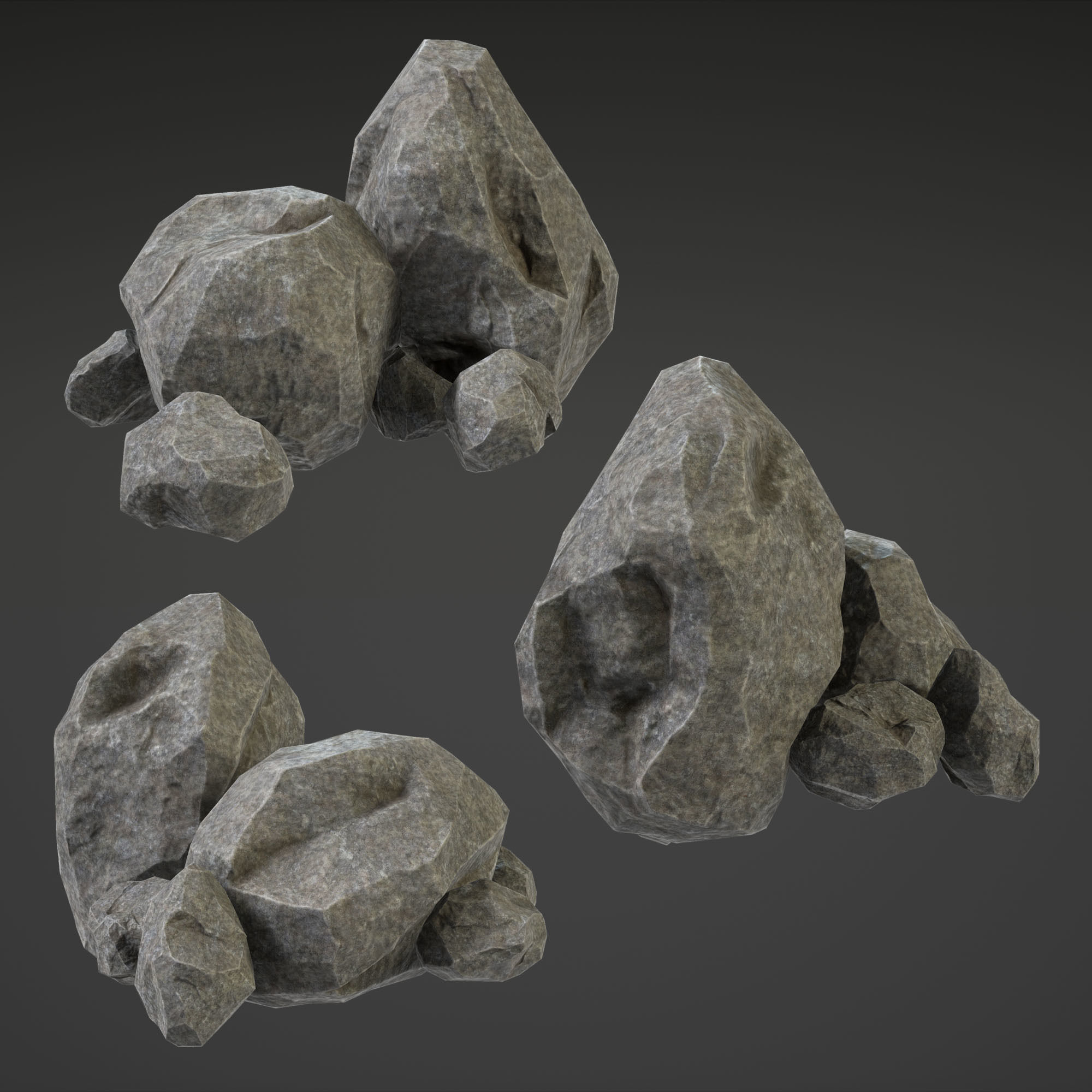 Stone Middle Small Low-poly 3D model_3