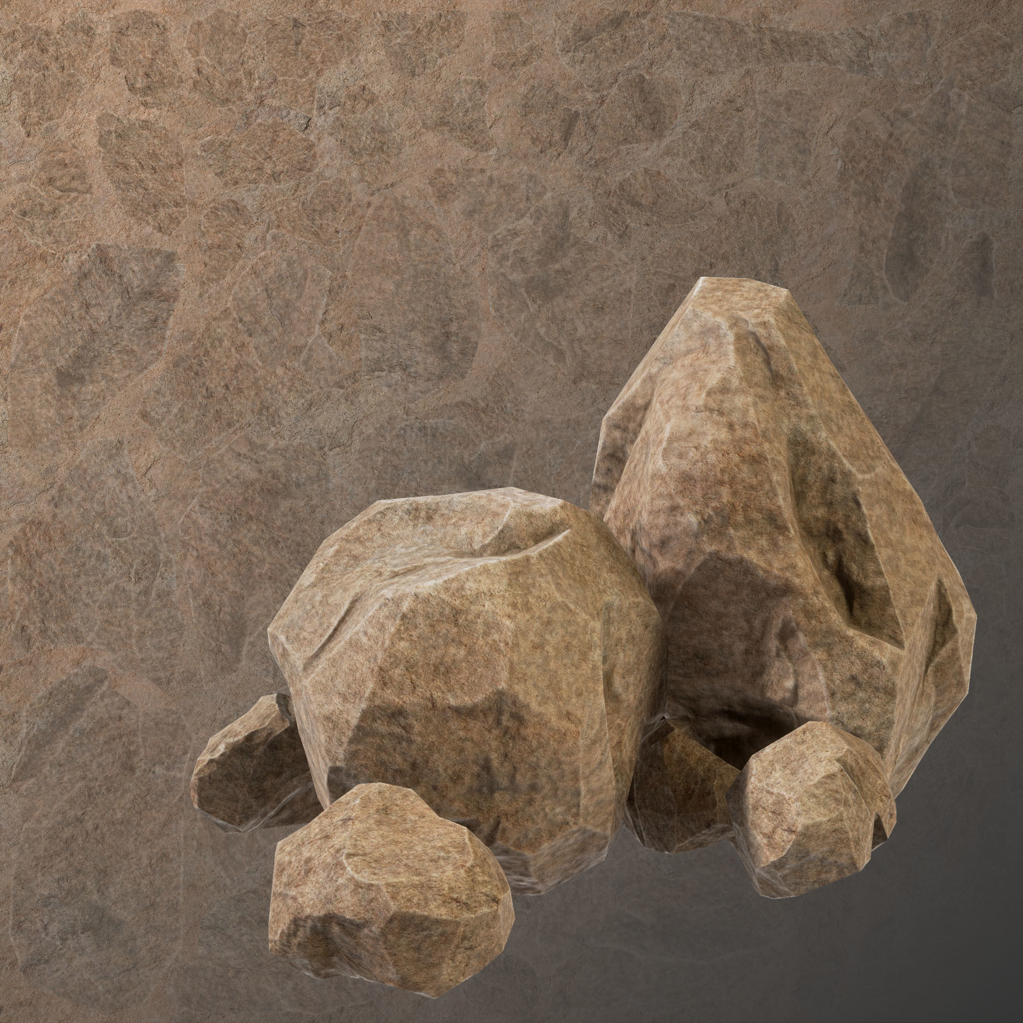 Stone Middle Small Low-poly 3D model_7