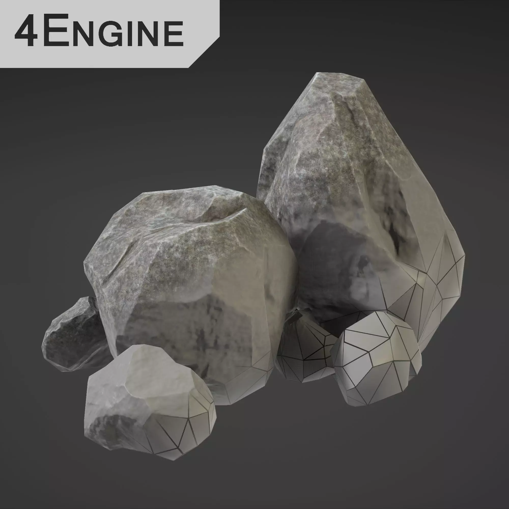 Stone Middle Small Low-poly 3D model_0