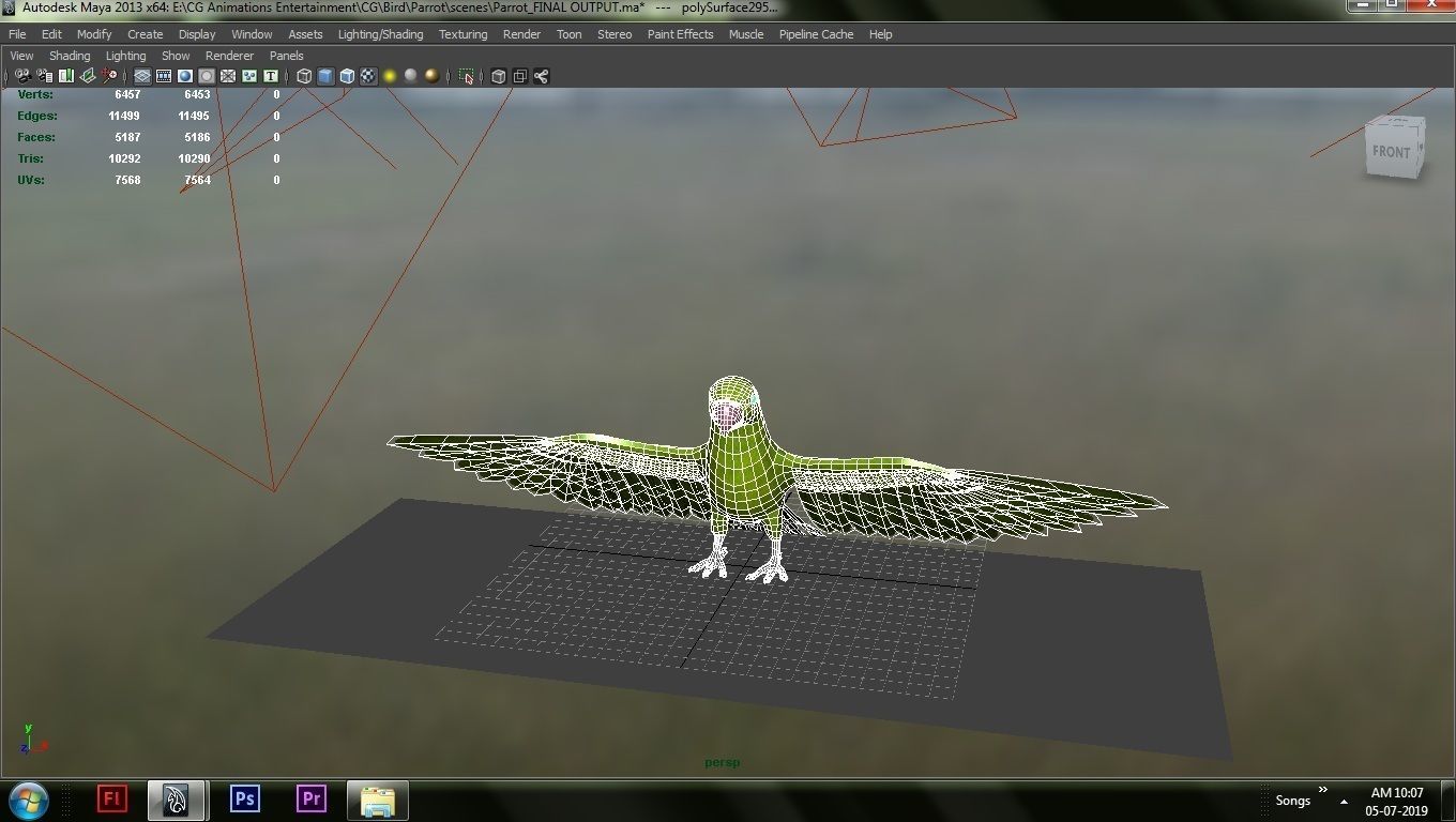 Green Parrot 3D model_4