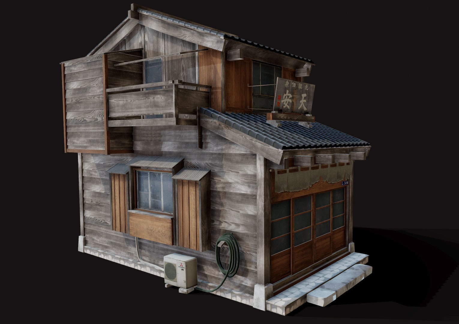Japan Style House Tsukishima Low-poly 3D model_12