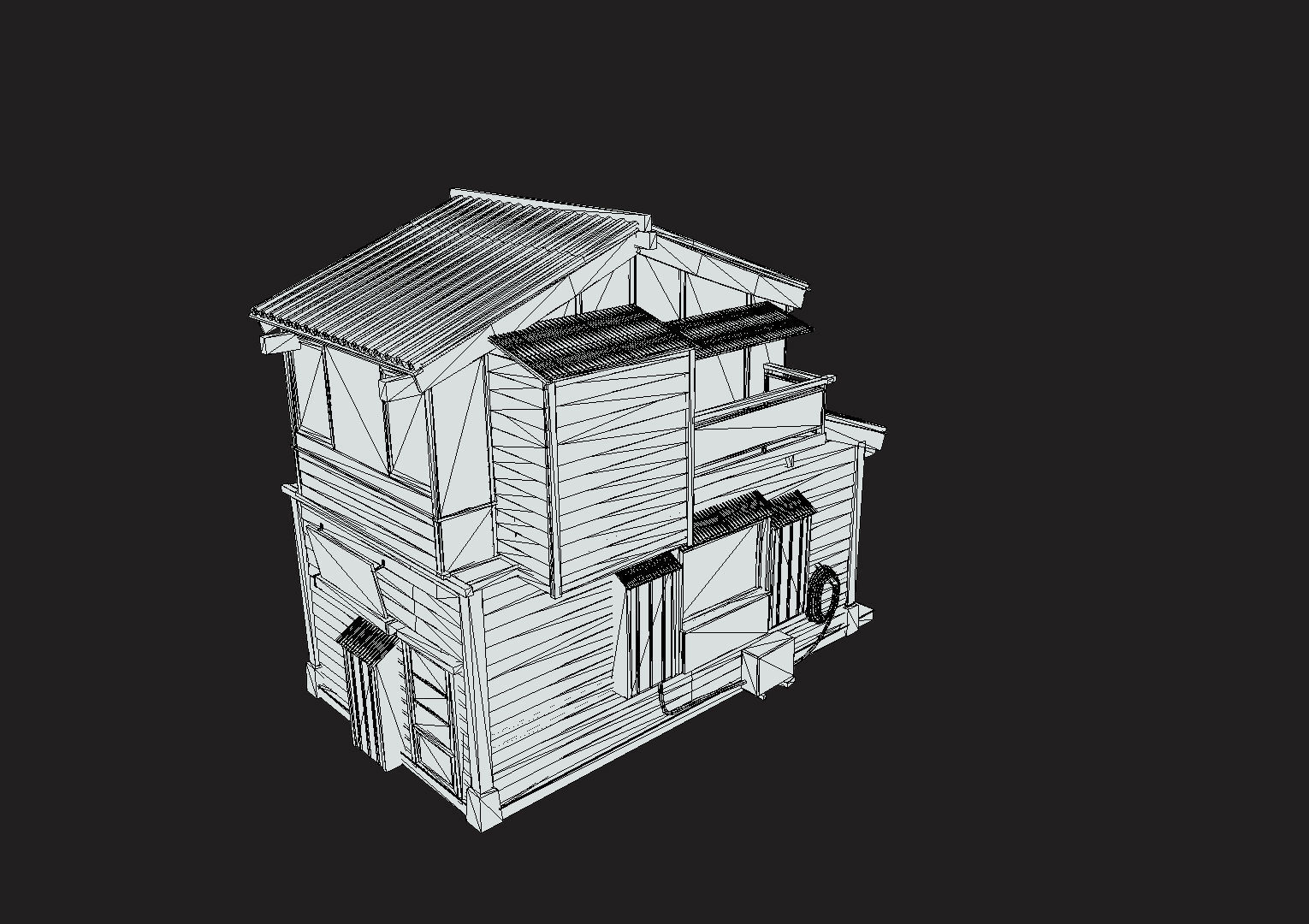 Japan Style House Tsukishima Low-poly 3D model_18