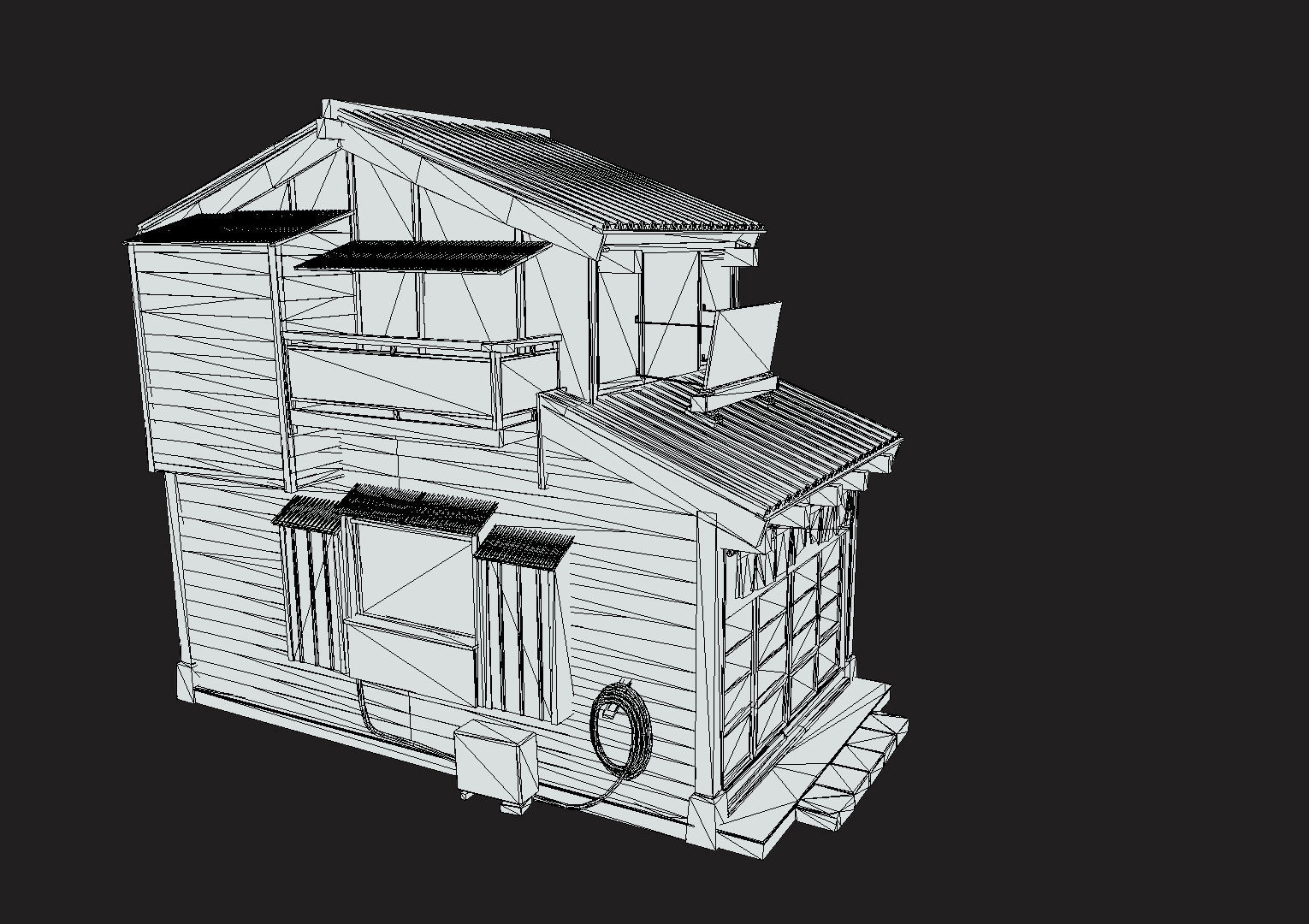 Japan Style House Tsukishima Low-poly 3D model_20