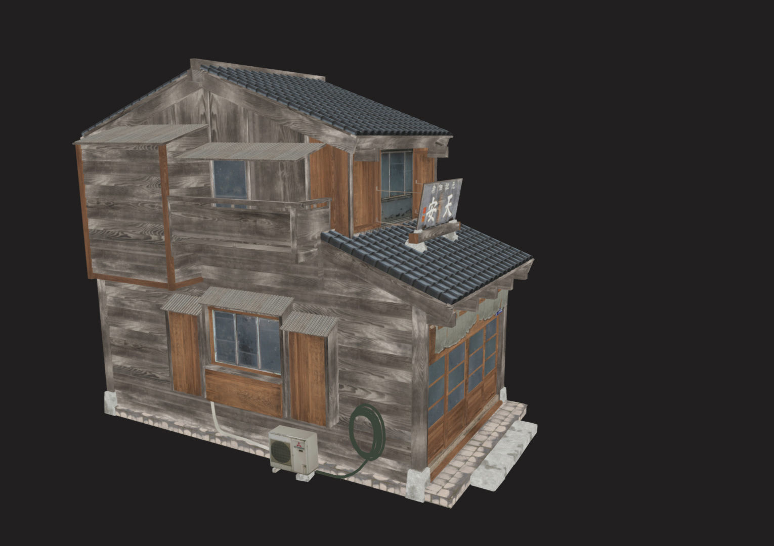 Japan Style House Tsukishima Low-poly 3D model_14