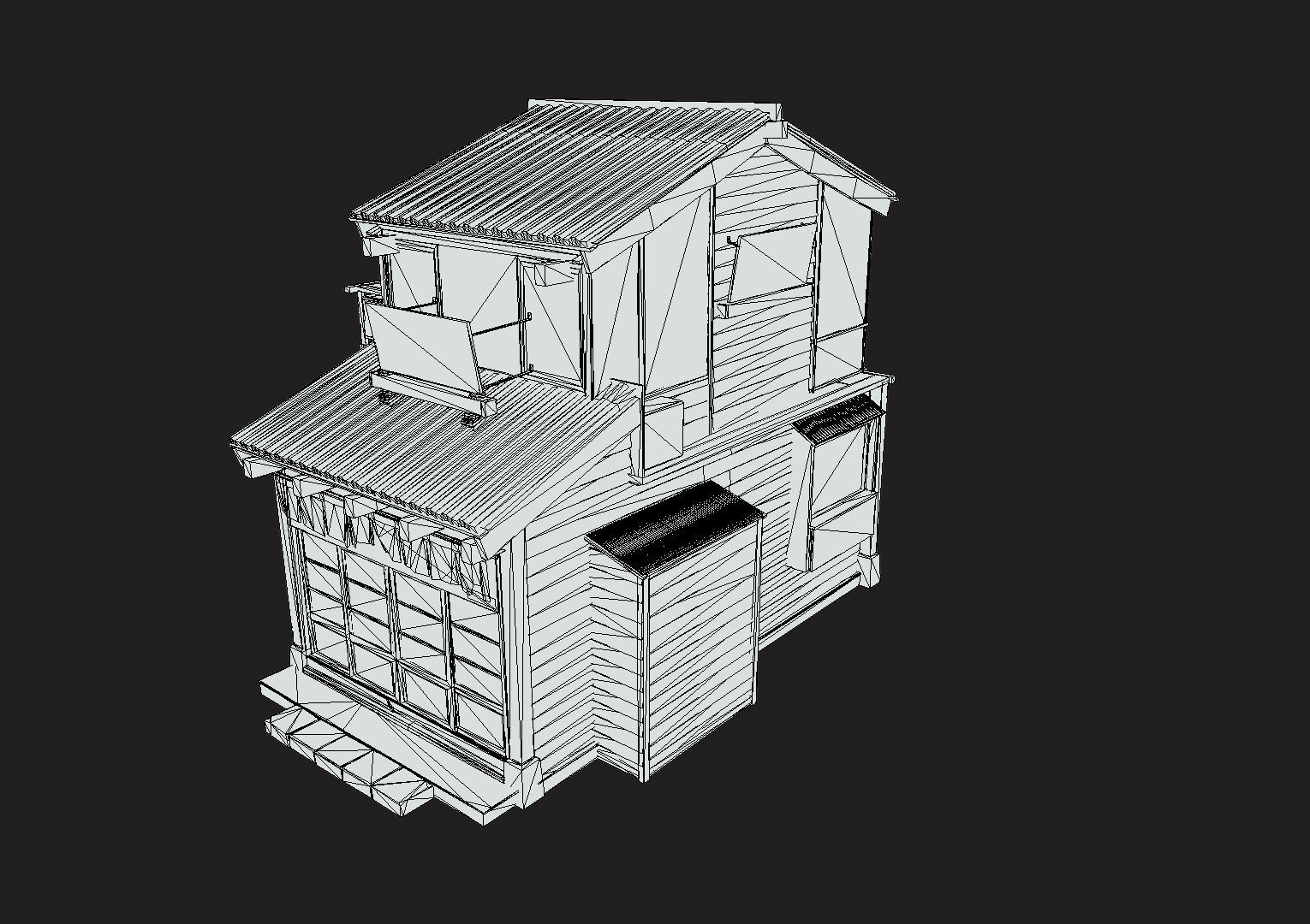 Japan Style House Tsukishima Low-poly 3D model_19