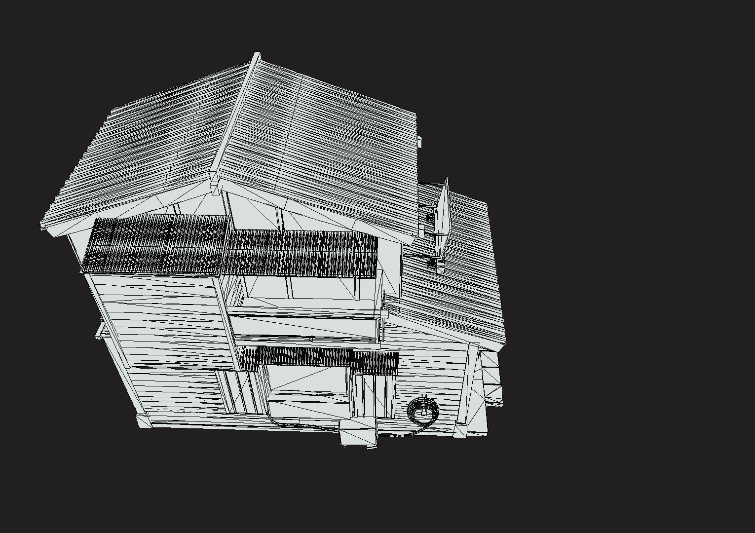 Japan Style House Tsukishima Low-poly 3D model_16