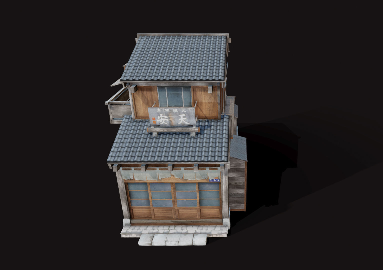Japan Style House Tsukishima Low-poly 3D model_11
