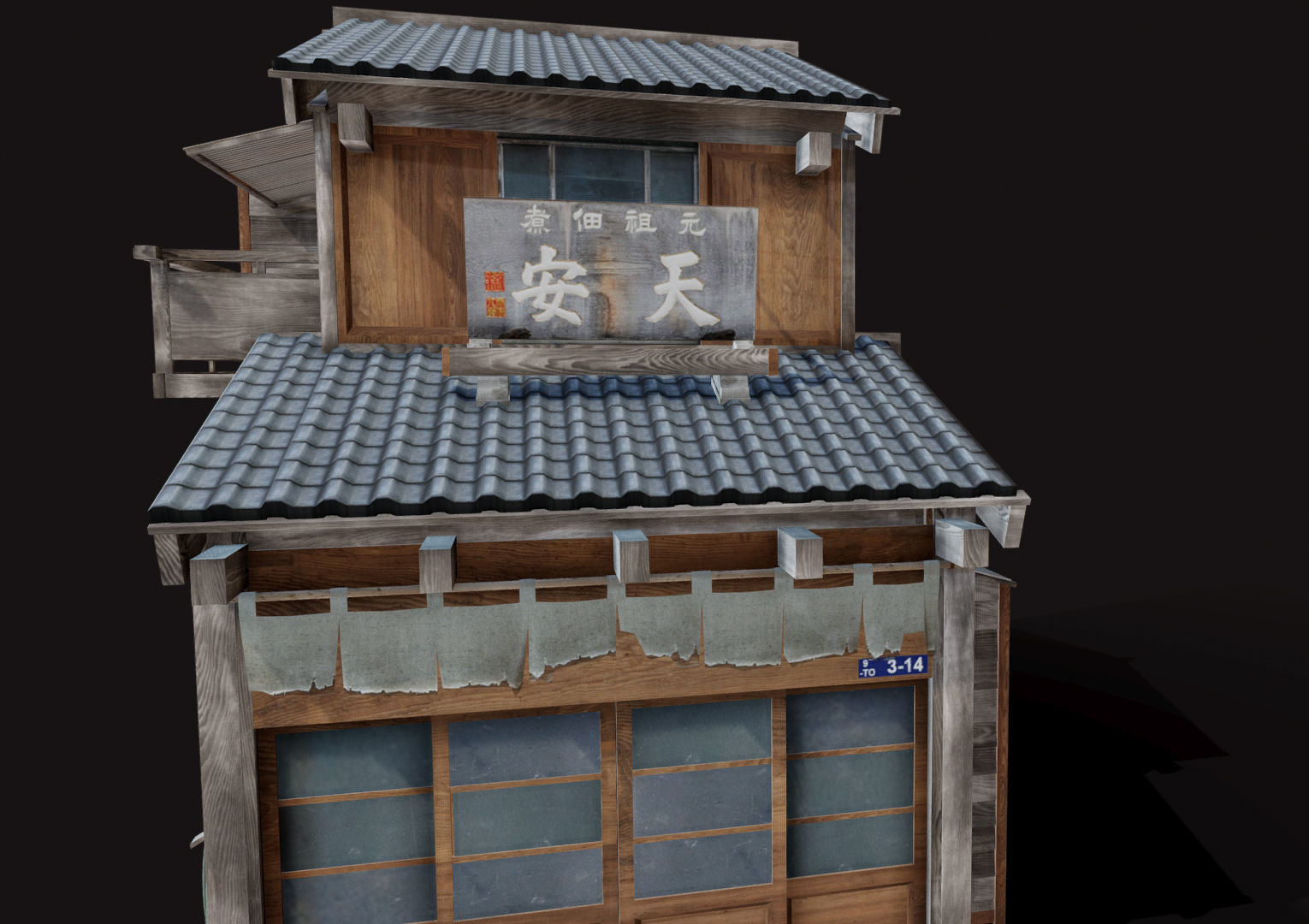 Japan Style House Tsukishima Low-poly 3D model_4
