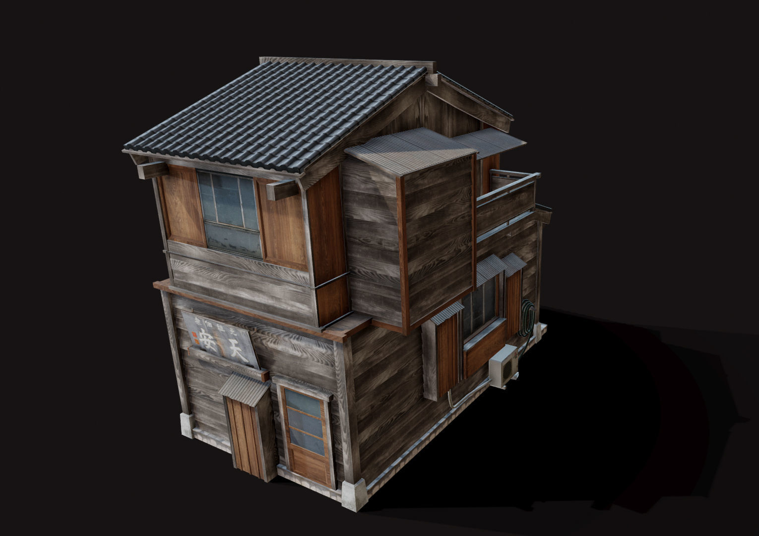 Japan Style House Tsukishima Low-poly 3D model_10