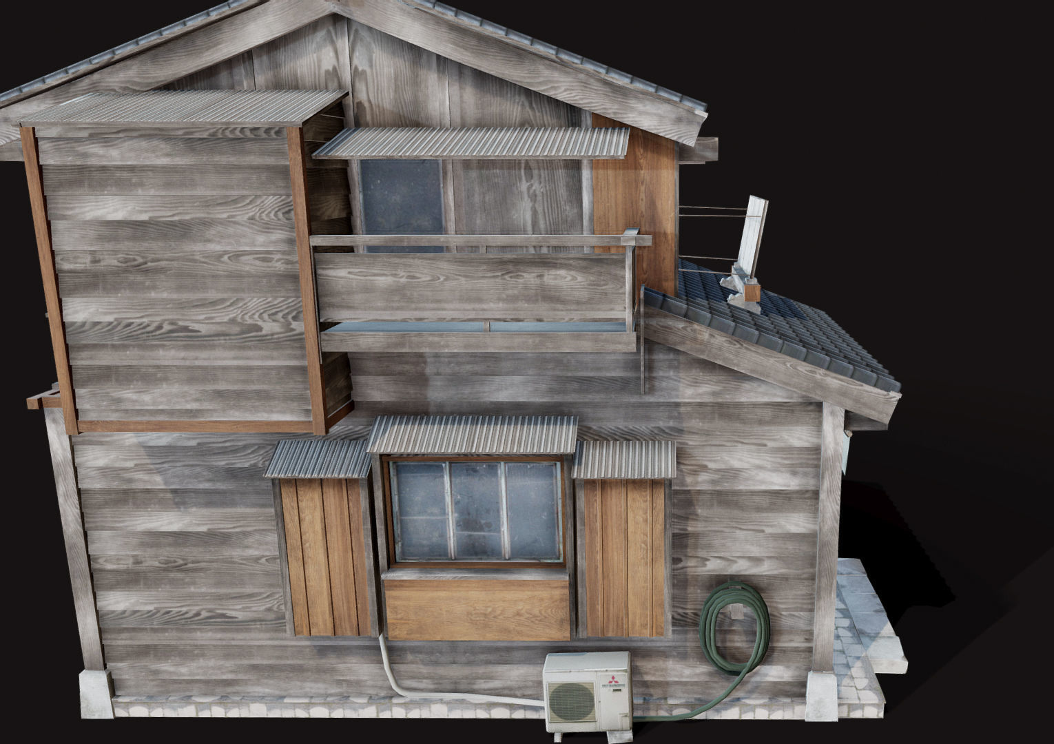 Japan Style House Tsukishima Low-poly 3D model_7