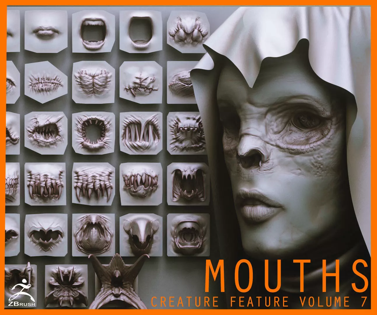 MOUTHS - 40 ZBrush VDMs and 5 bonus variations 3D model_0