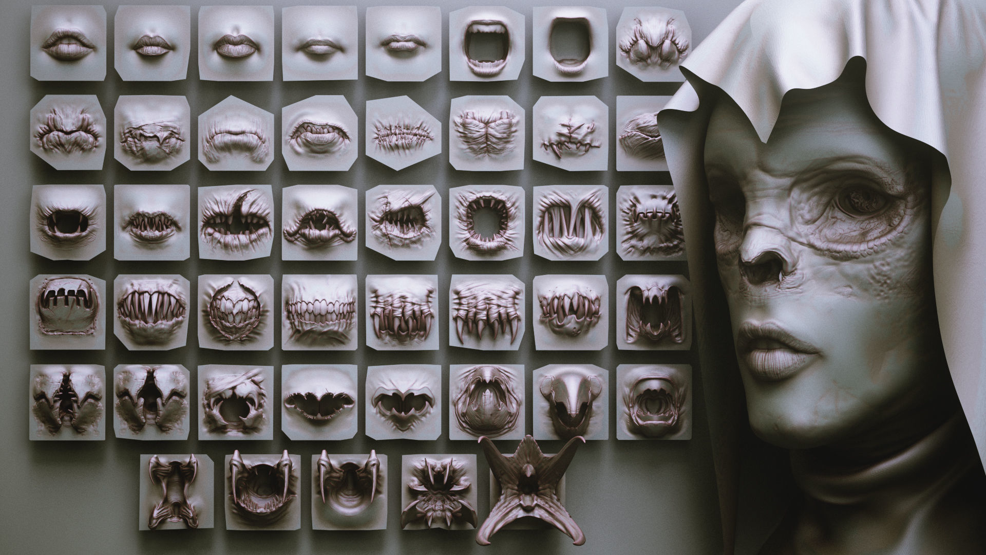 MOUTHS - 40 ZBrush VDMs and 5 bonus variations 3D model_2