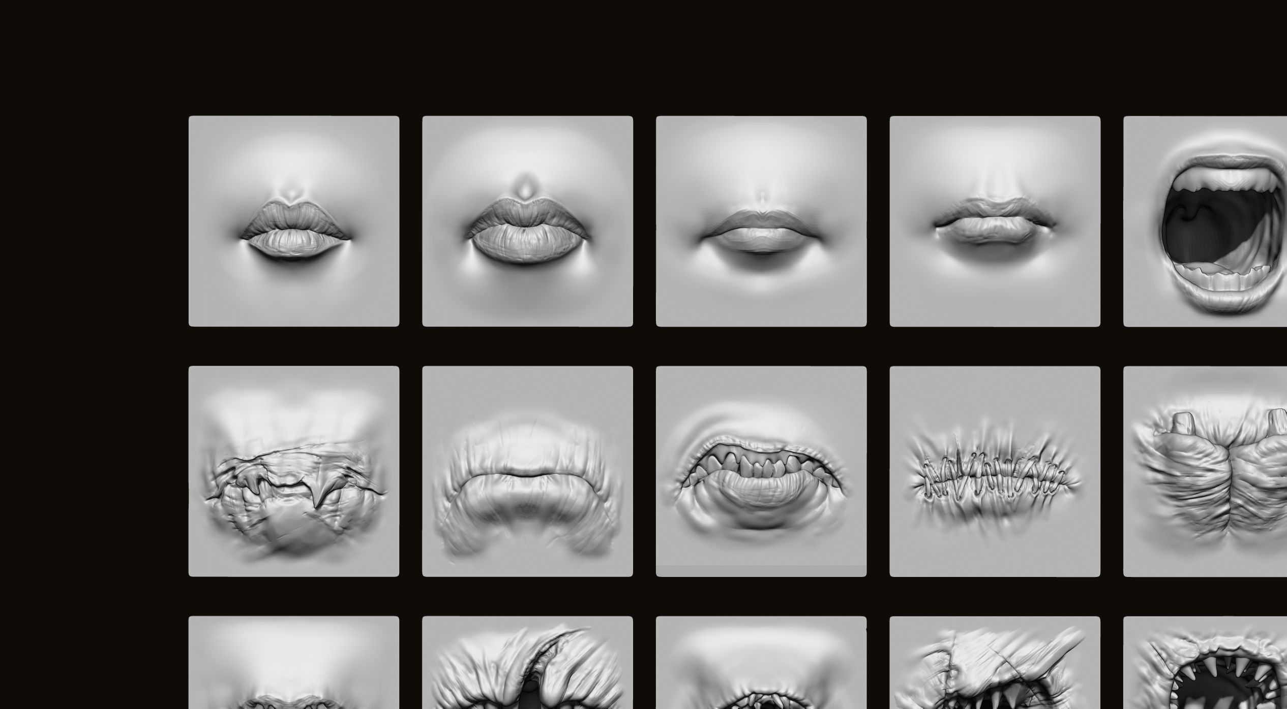 MOUTHS - 40 ZBrush VDMs and 5 bonus variations 3D model_17
