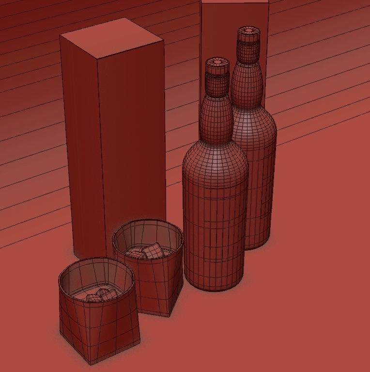 Talisker Whiskey  and Glass 3D model_9
