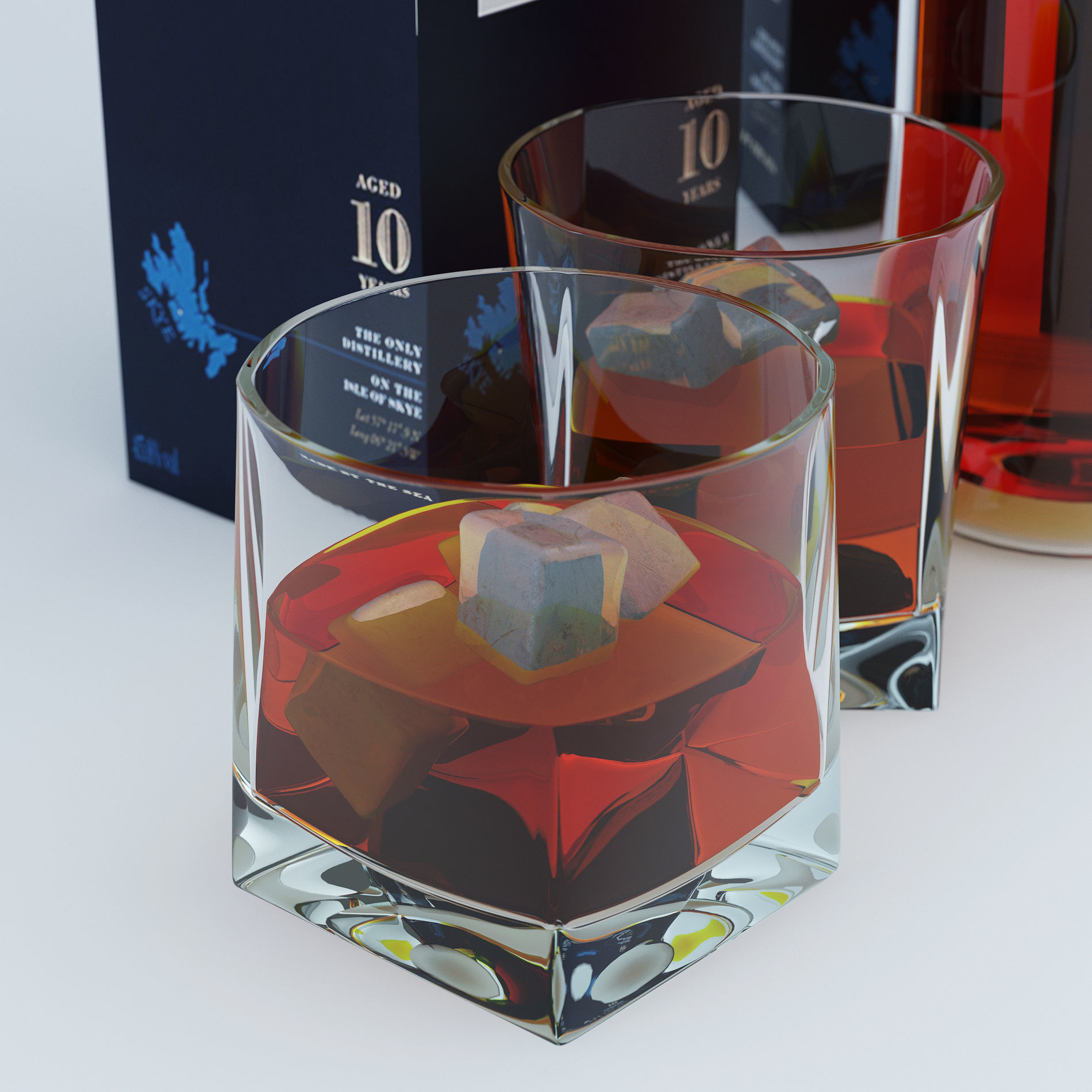 Talisker Whiskey  and Glass 3D model_5