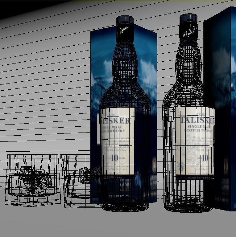 Talisker Whiskey  and Glass 3D model_13