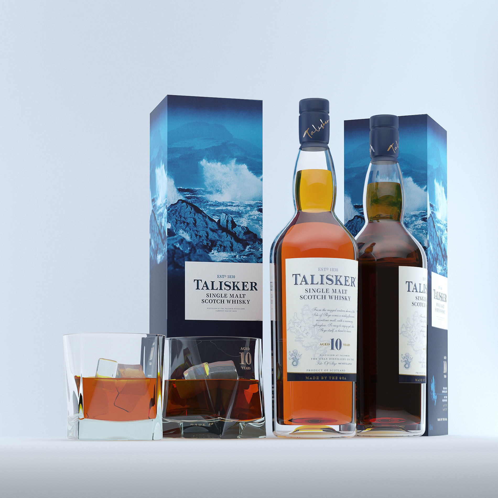 Talisker Whiskey  and Glass 3D model_1