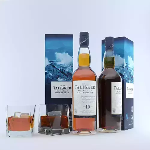 Talisker Whiskey  and Glass 3D model