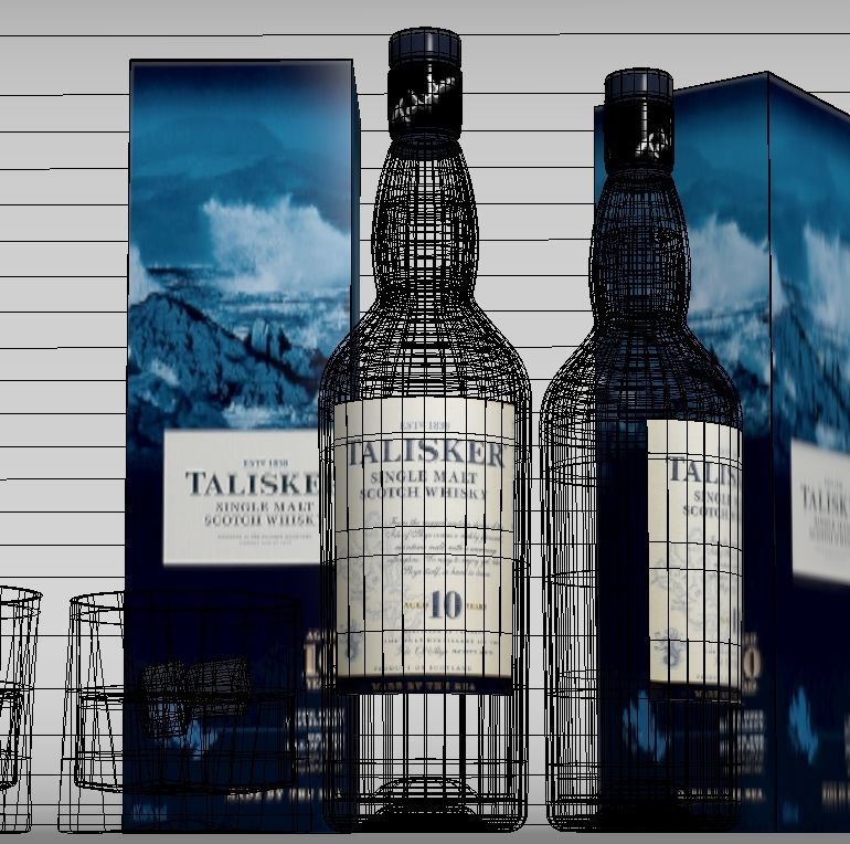 Talisker Whiskey  and Glass 3D model_16