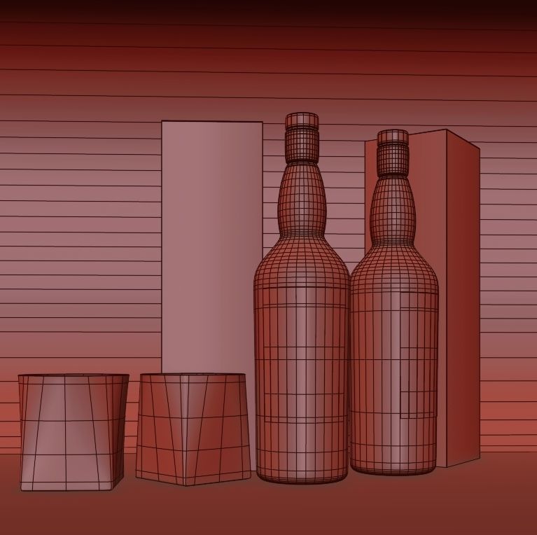 Talisker Whiskey  and Glass 3D model_8