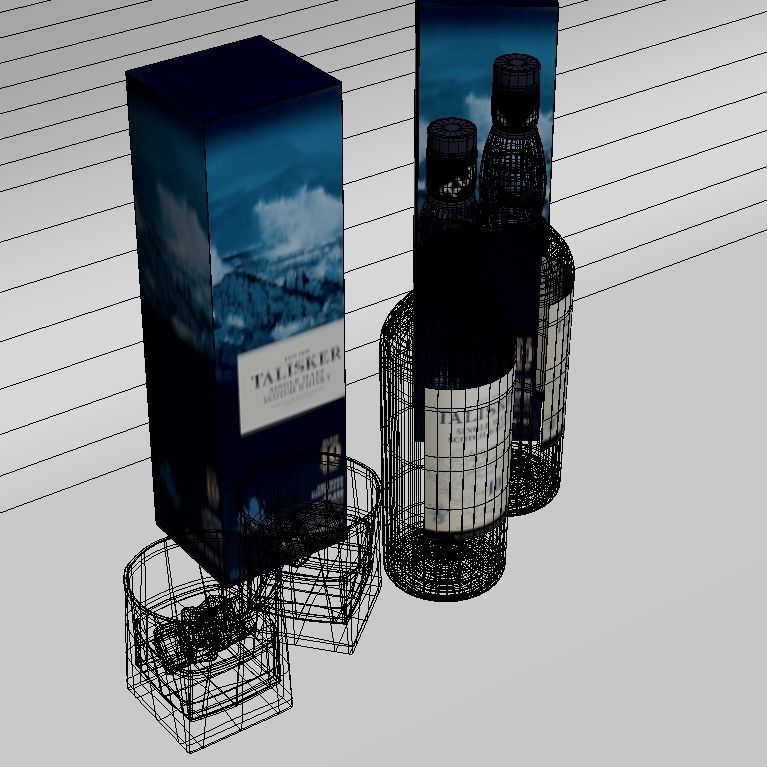 Talisker Whiskey  and Glass 3D model_15