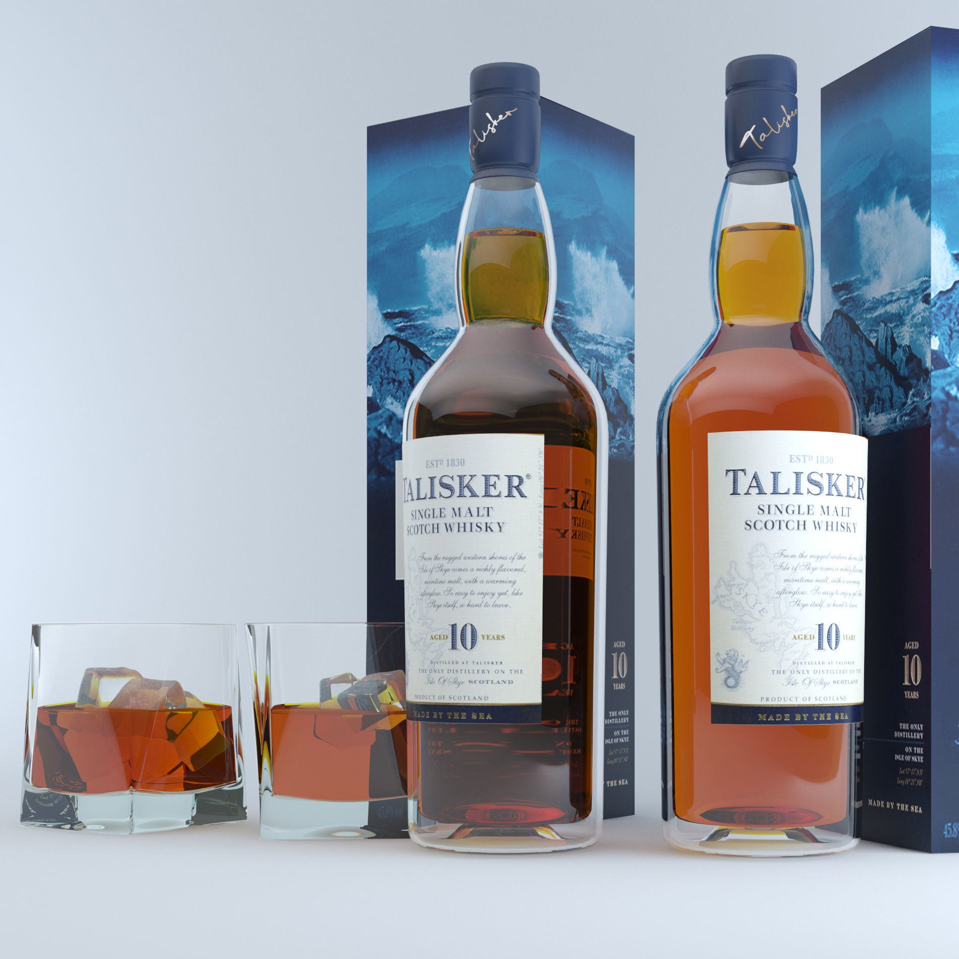 Talisker Whiskey  and Glass 3D model_2