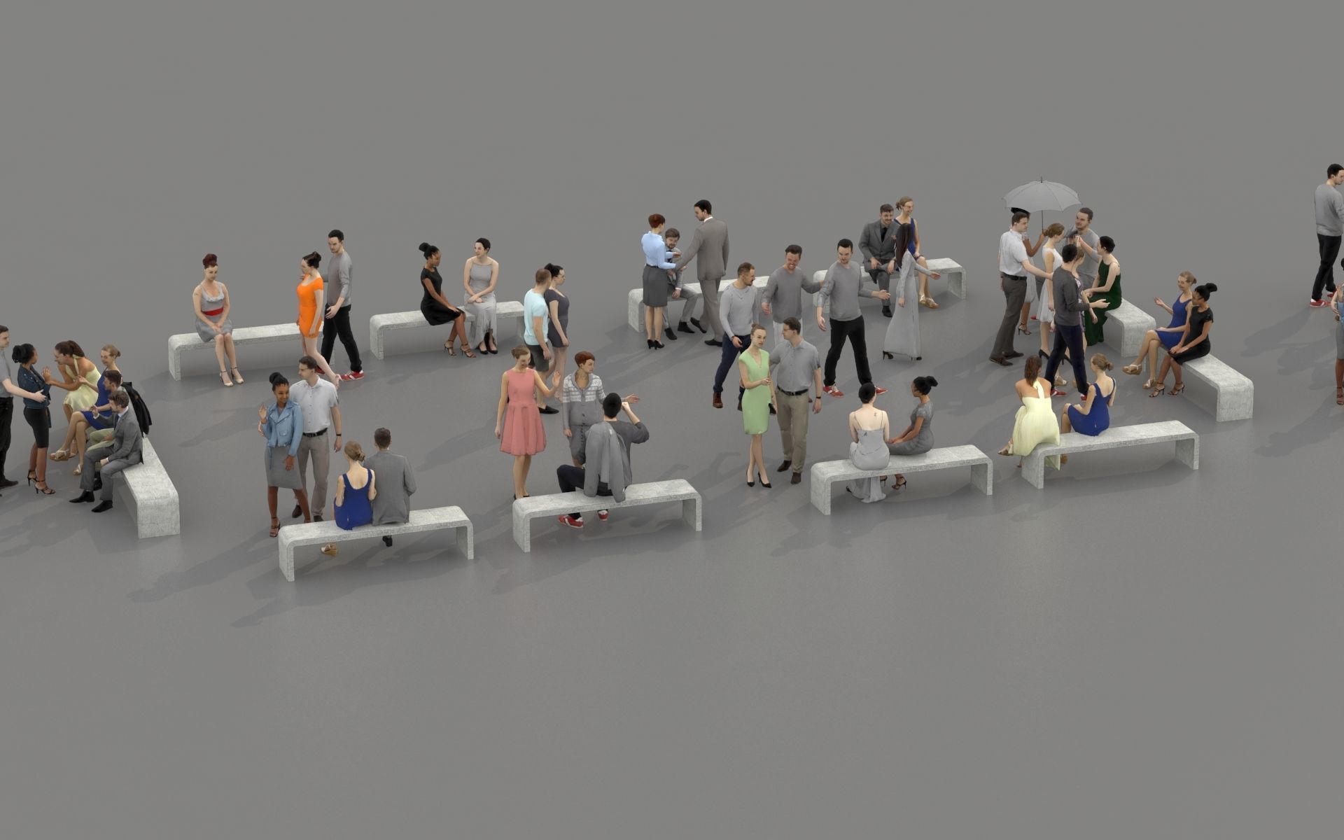 3D PEOPLE CROWDS - TOTAL PACK - ULTIMATE SPEED SOLUTION Low-poly 3D model_9