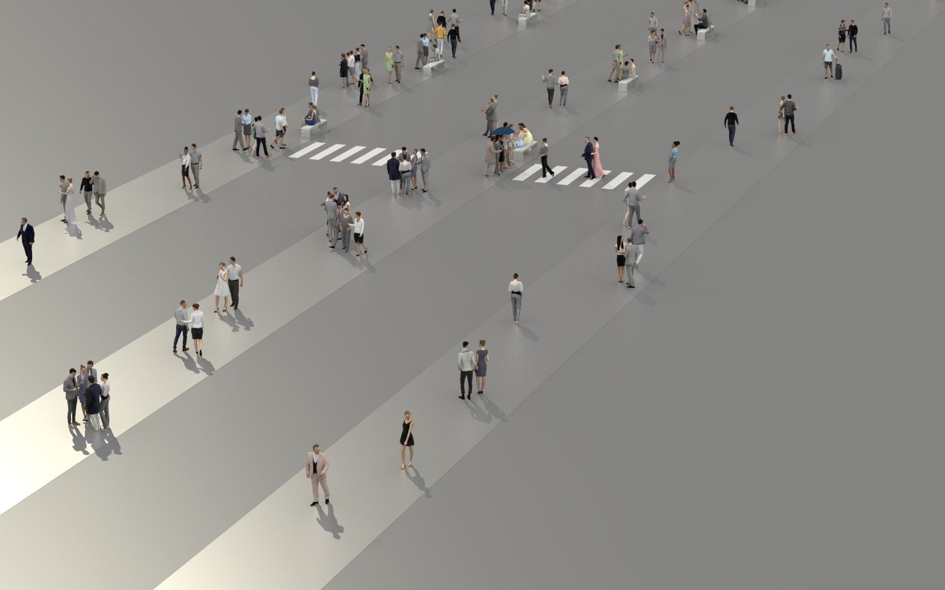3D PEOPLE CROWDS - TOTAL PACK - ULTIMATE SPEED SOLUTION Low-poly 3D model_3