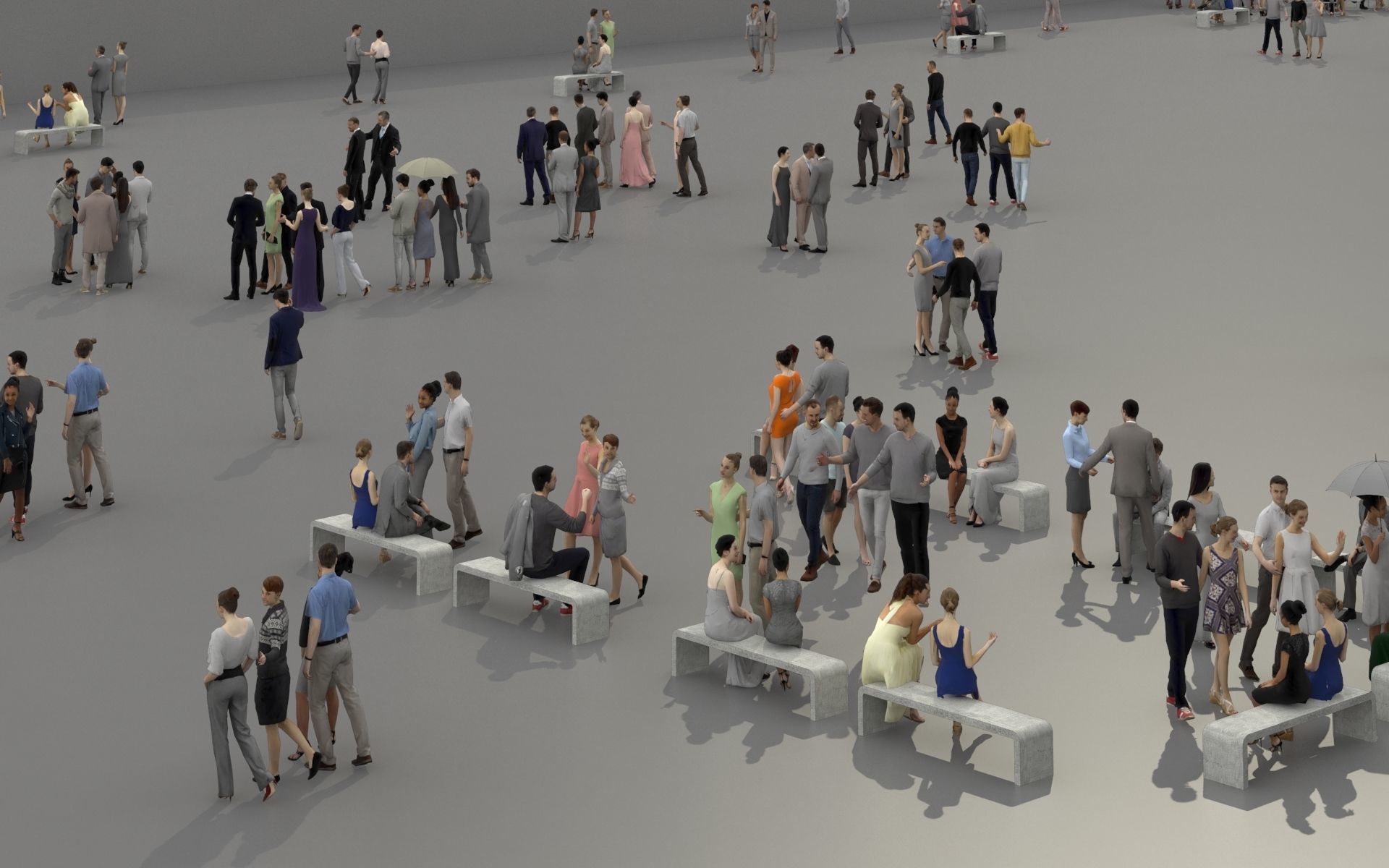 3D PEOPLE CROWDS - TOTAL PACK - ULTIMATE SPEED SOLUTION Low-poly 3D model_19