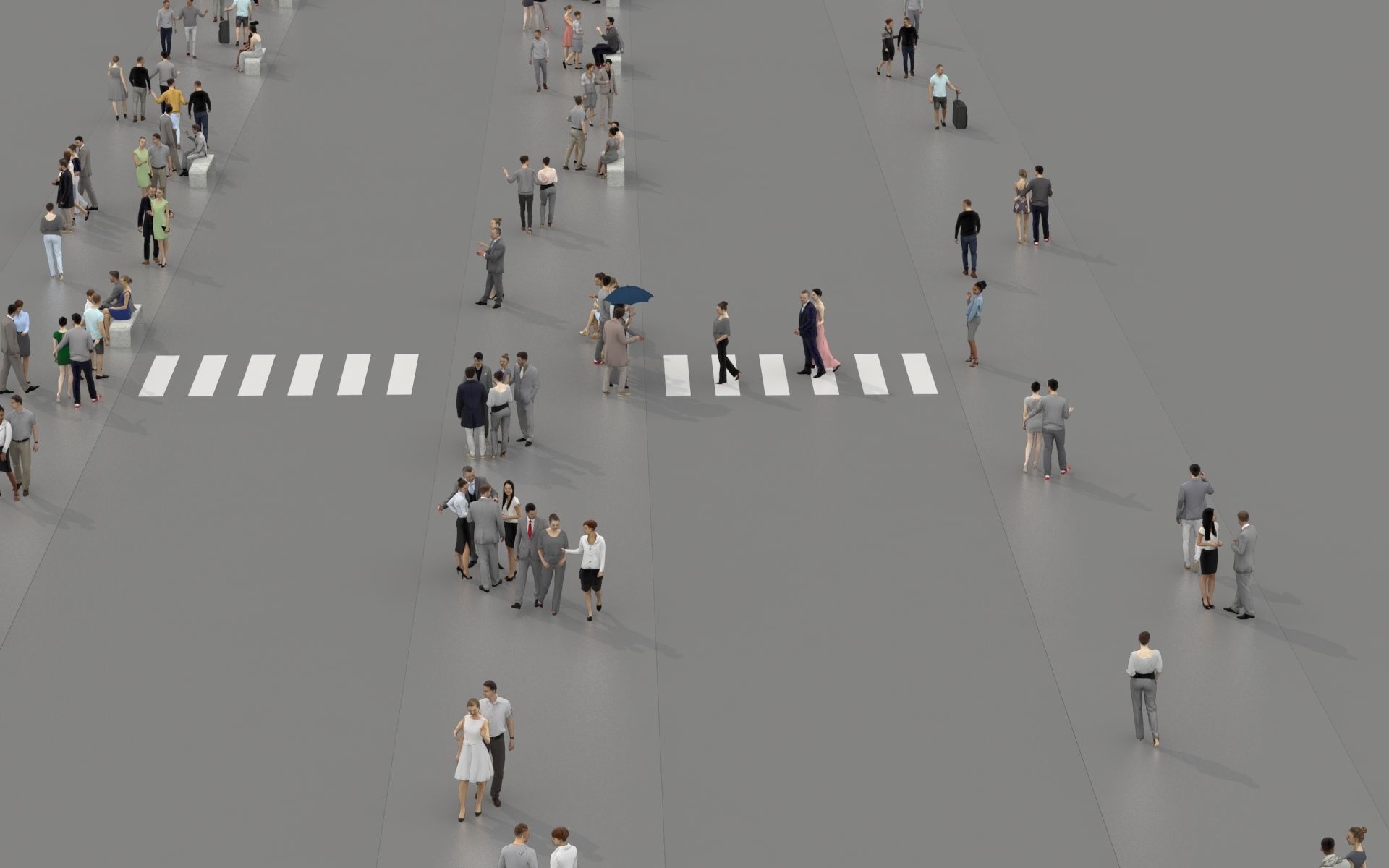 3D PEOPLE CROWDS - TOTAL PACK - ULTIMATE SPEED SOLUTION Low-poly 3D model_2