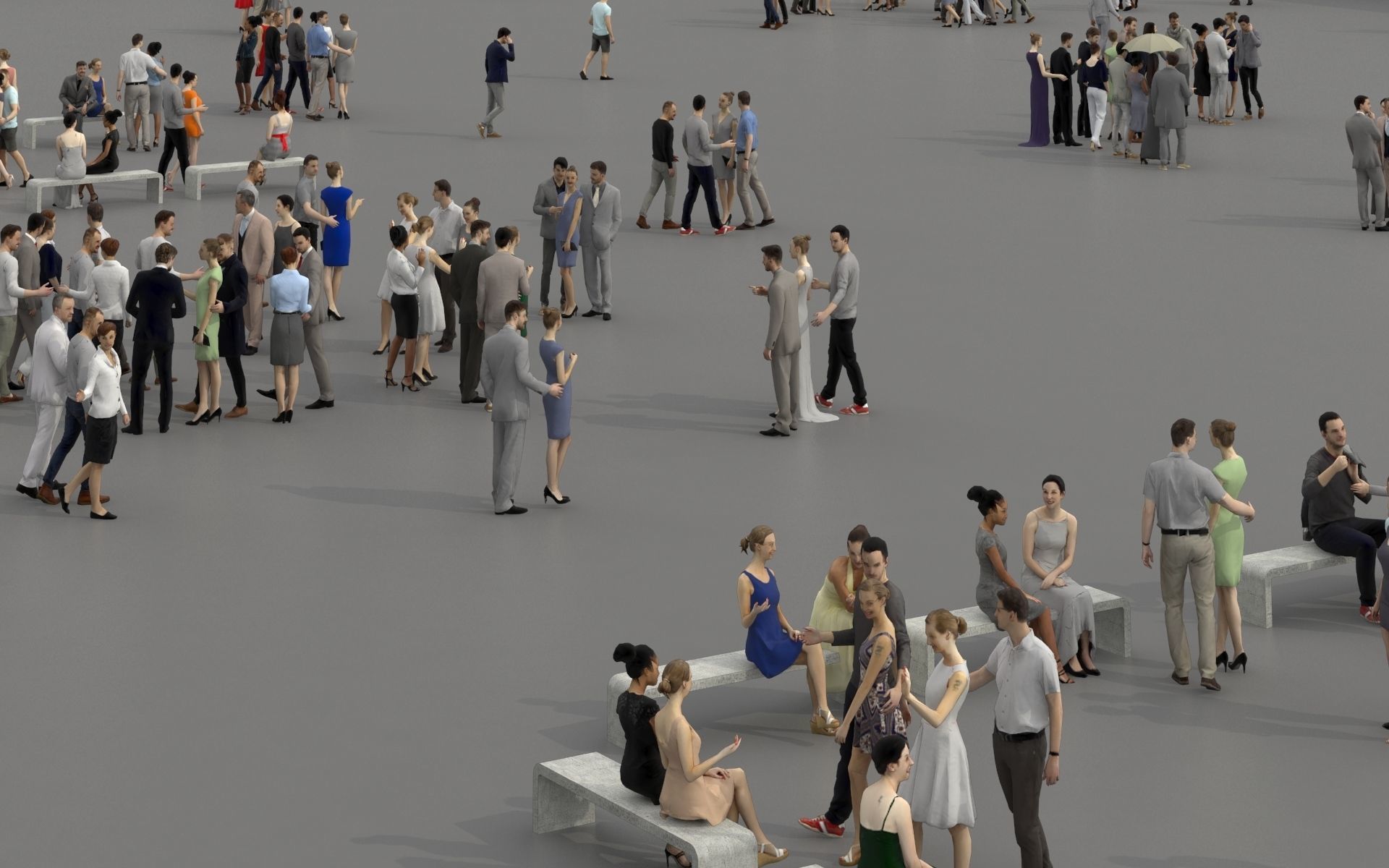 3D PEOPLE CROWDS - TOTAL PACK - ULTIMATE SPEED SOLUTION Low-poly 3D model_21