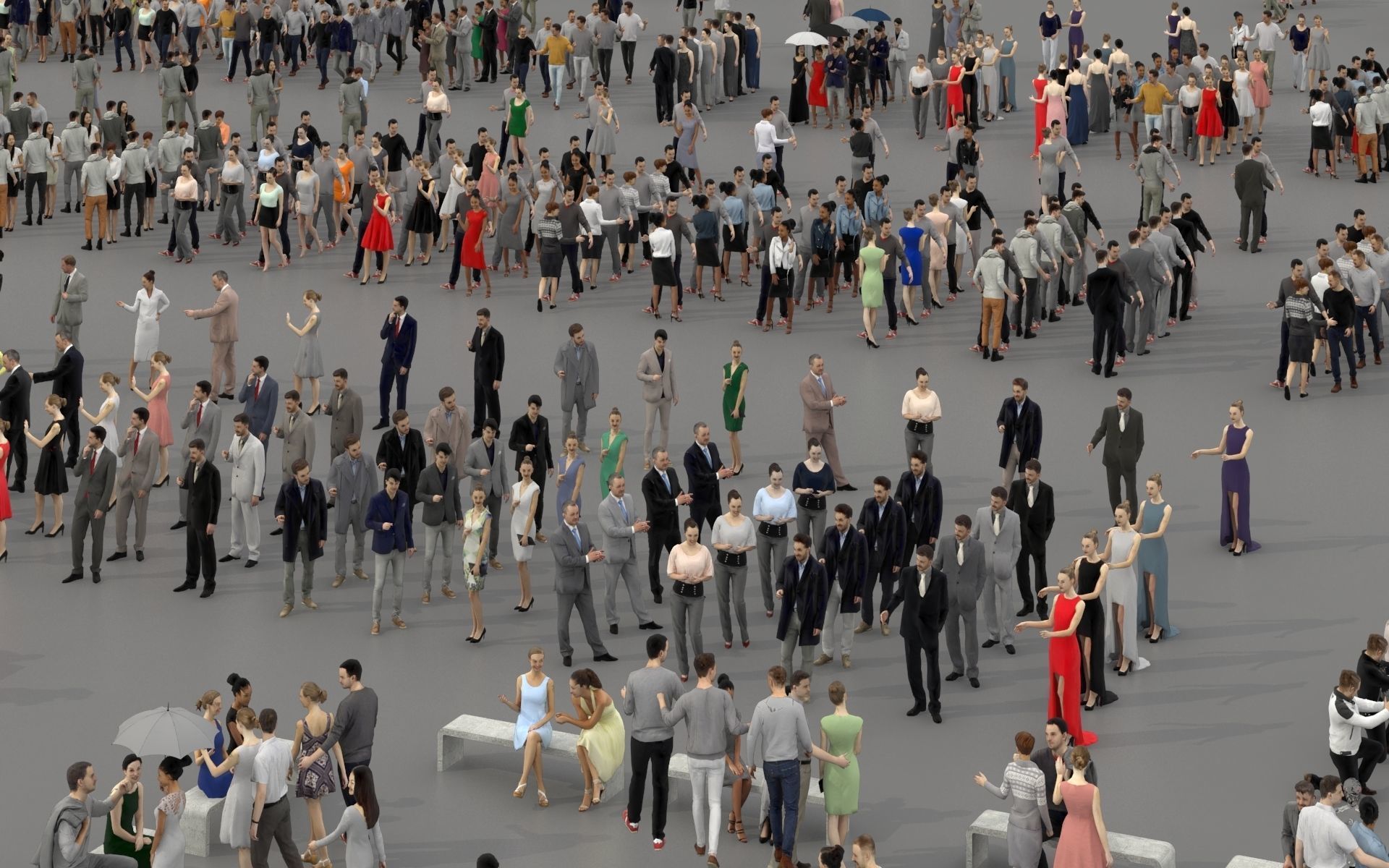 3D PEOPLE CROWDS - TOTAL PACK - ULTIMATE SPEED SOLUTION Low-poly 3D model_31