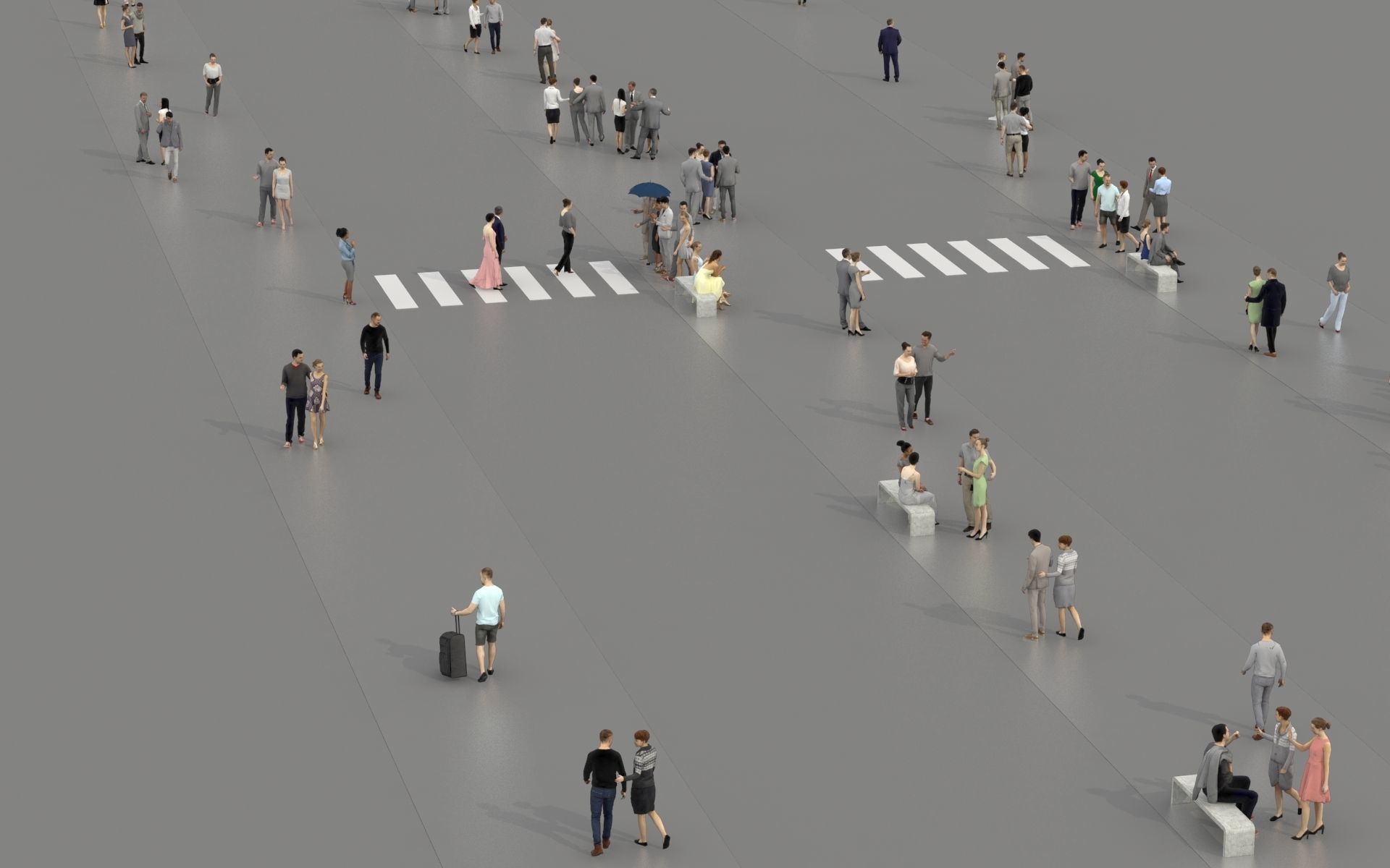 3D PEOPLE CROWDS - TOTAL PACK - ULTIMATE SPEED SOLUTION Low-poly 3D model_4