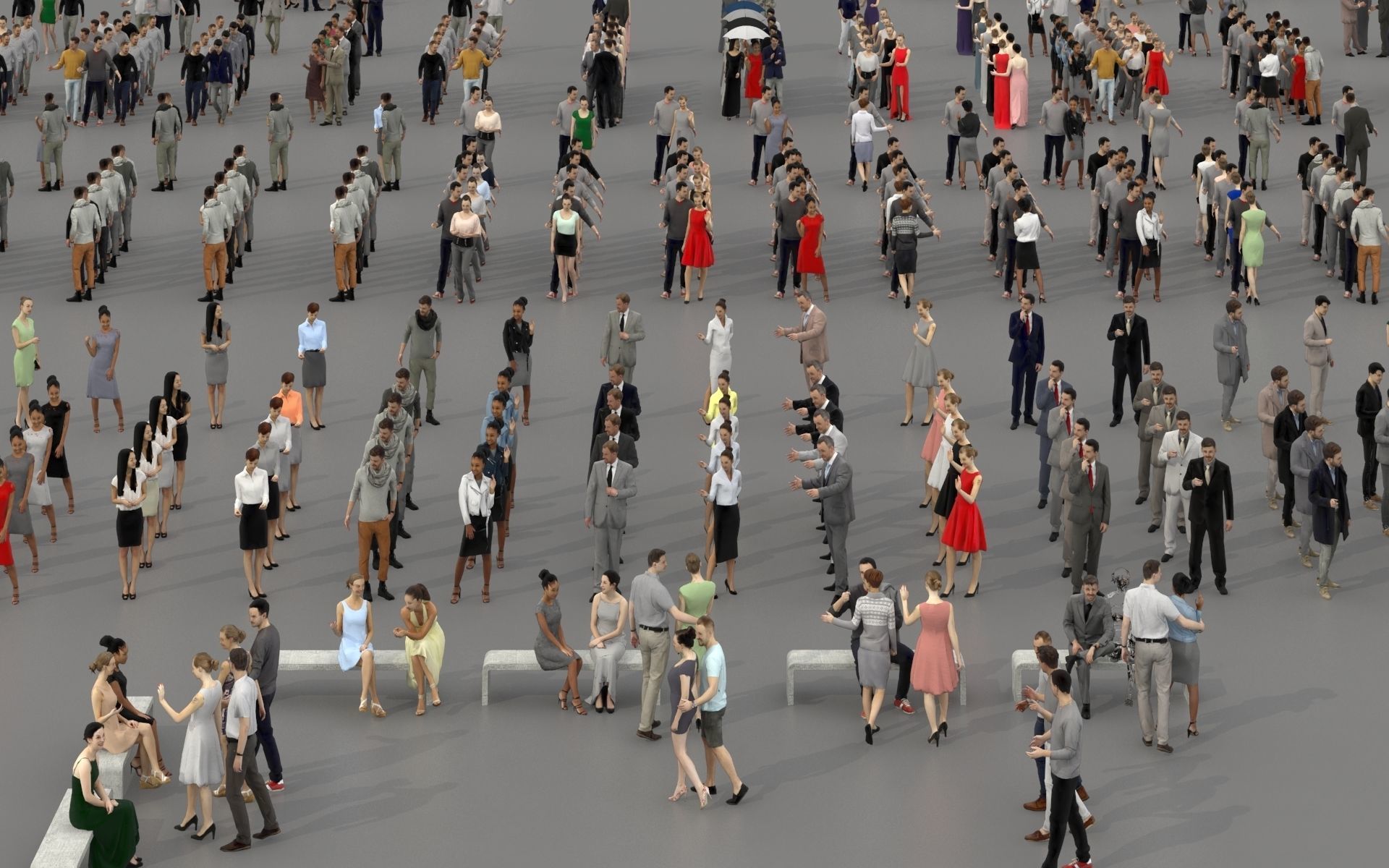 3D PEOPLE CROWDS - TOTAL PACK - ULTIMATE SPEED SOLUTION Low-poly 3D model_30