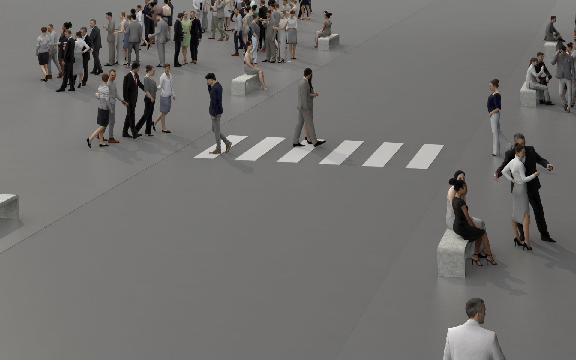 3D PEOPLE CROWDS - TOTAL PACK - ULTIMATE SPEED SOLUTION Low-poly 3D model_25