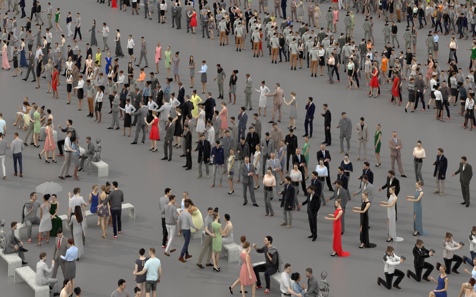 3D PEOPLE CROWDS - TOTAL PACK - ULTIMATE SPEED SOLUTION Low-poly 3D model_32