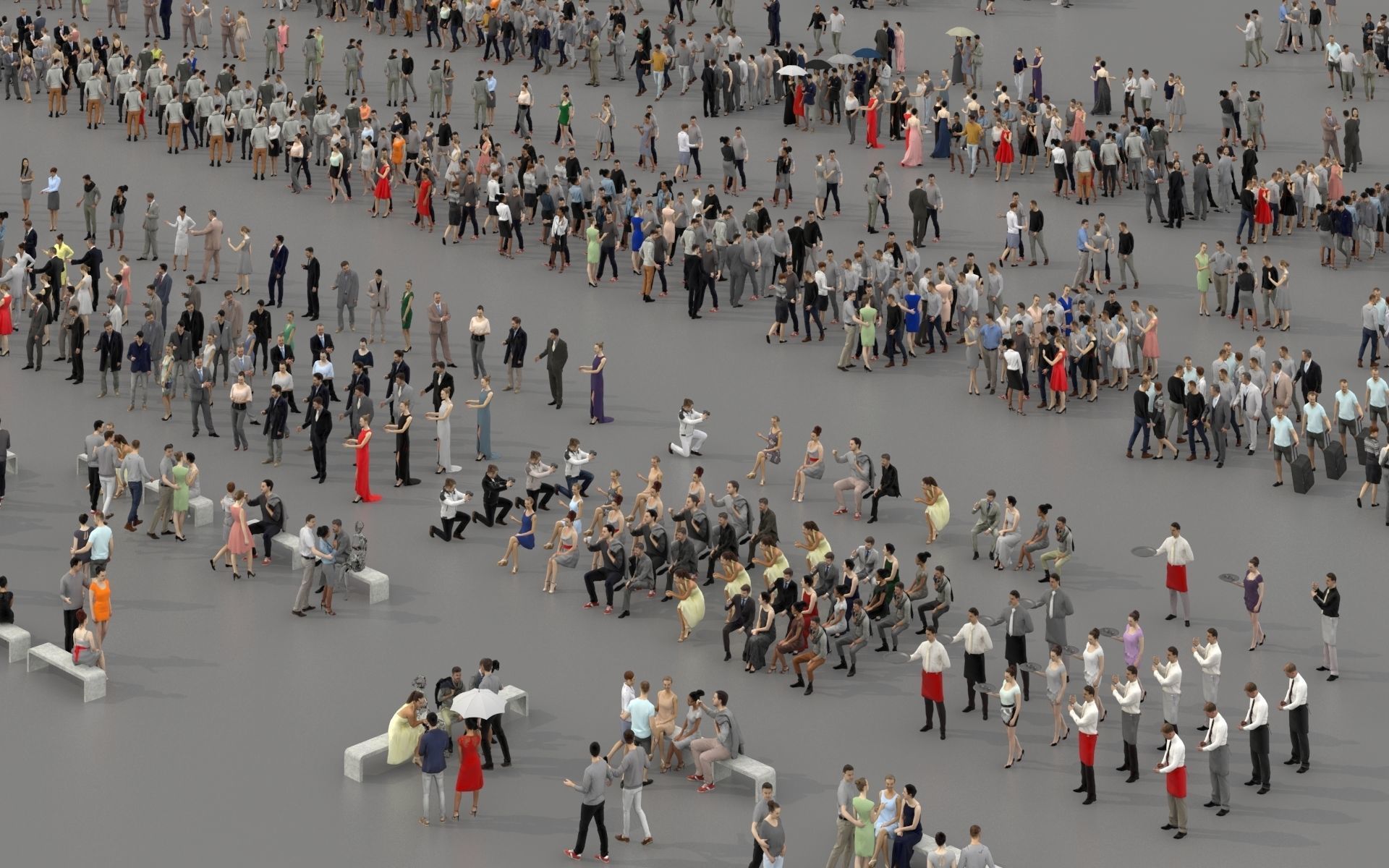 3D PEOPLE CROWDS - TOTAL PACK - ULTIMATE SPEED SOLUTION Low-poly 3D model_35