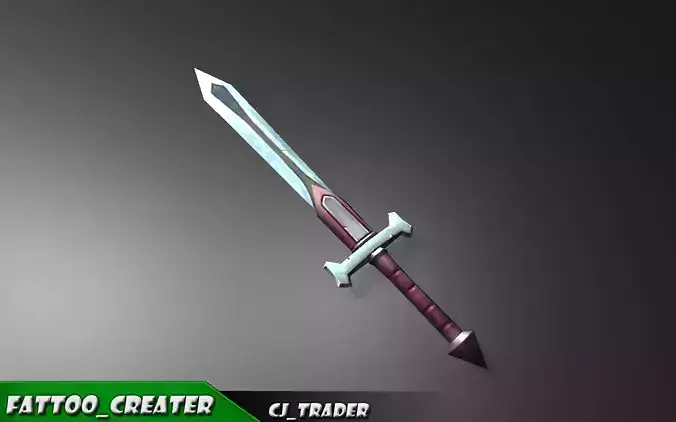 Modern Sword Fantasy Lowpoly 3D Model Low-poly 3D model