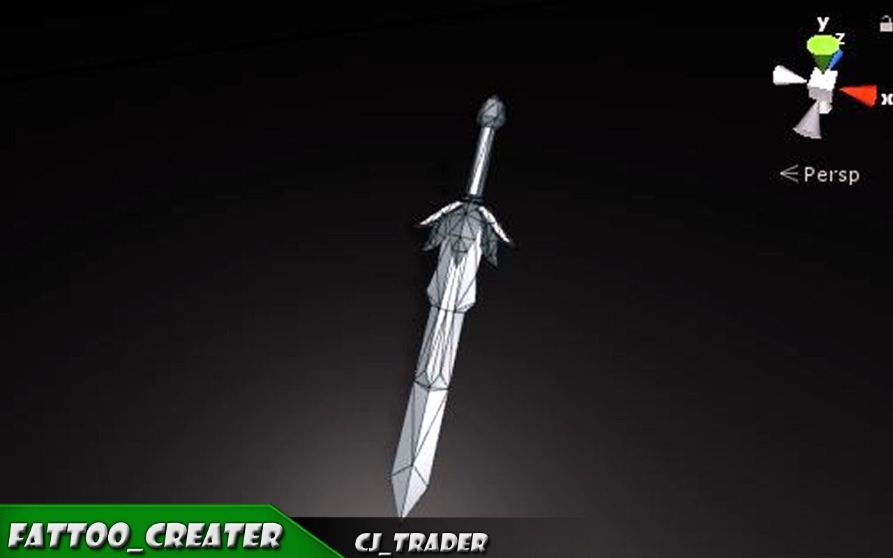 Final Fantasy Sword Low-poly 3d model Low-poly 3D model_6