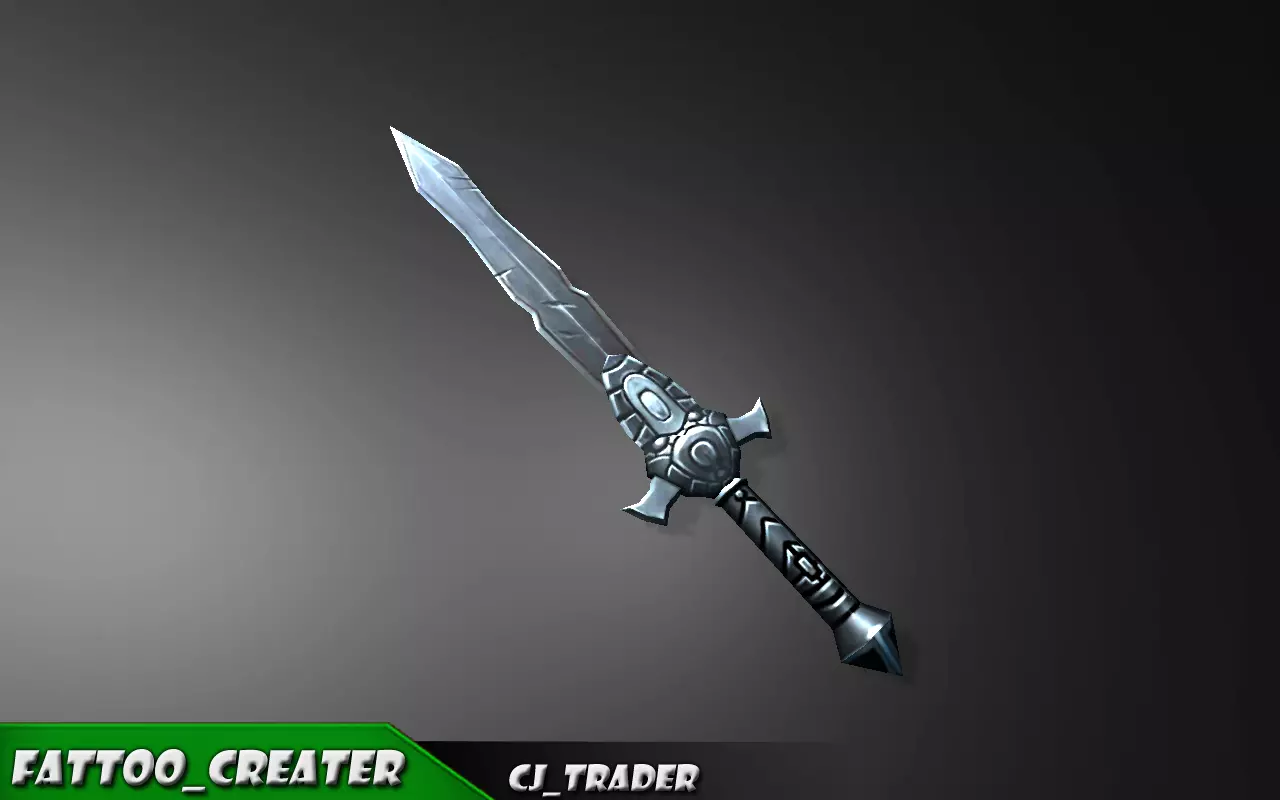 Low-Poly Fantasy Sword 3D Model Low-poly 3D model_0